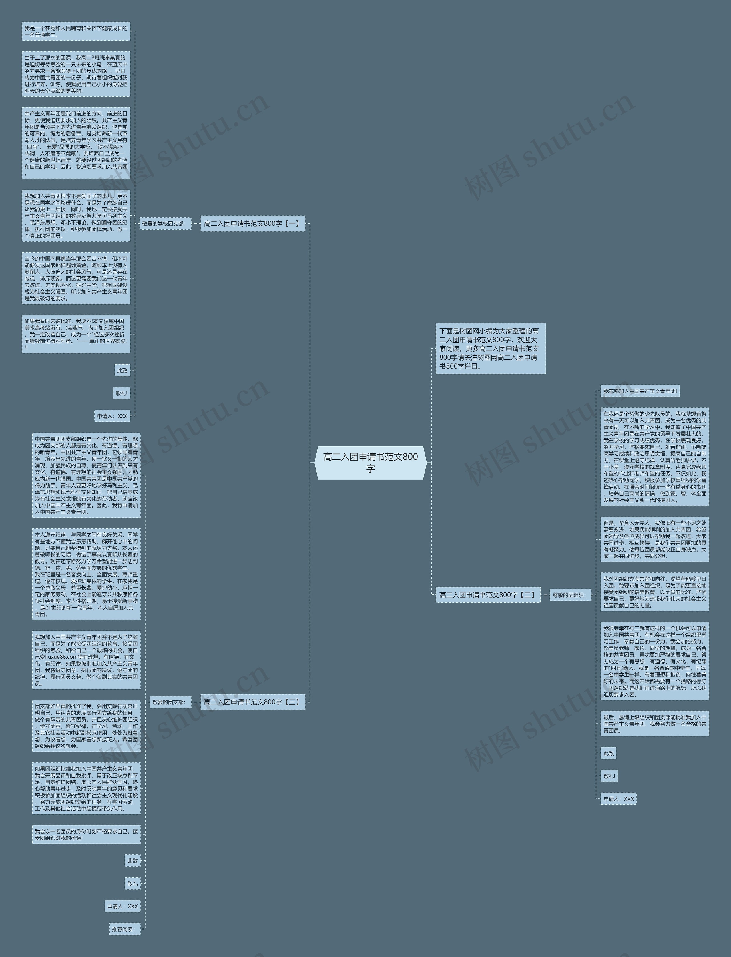 高二入团申请书范文800字思维导图