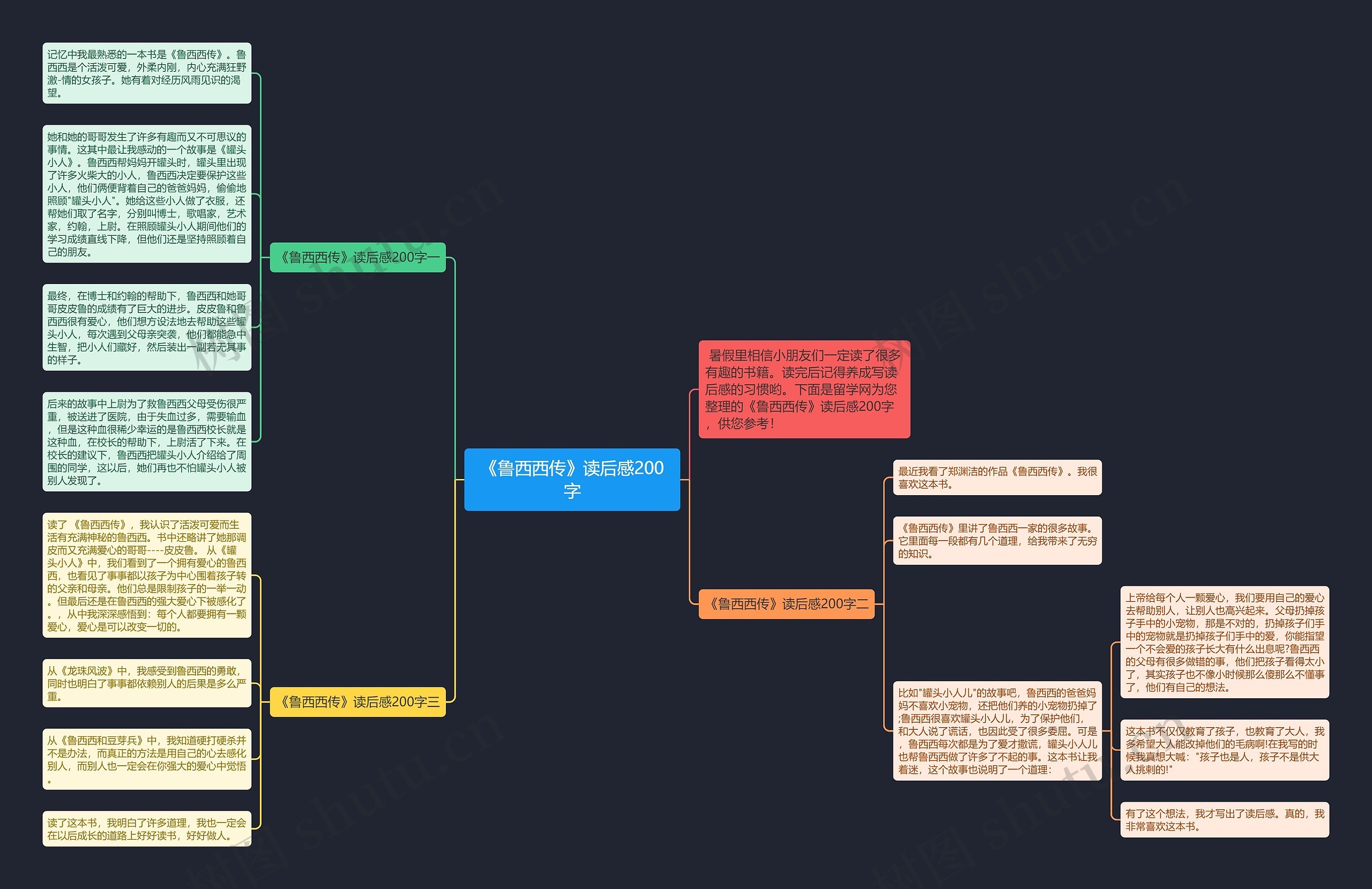 《鲁西西传》读后感200字思维导图
