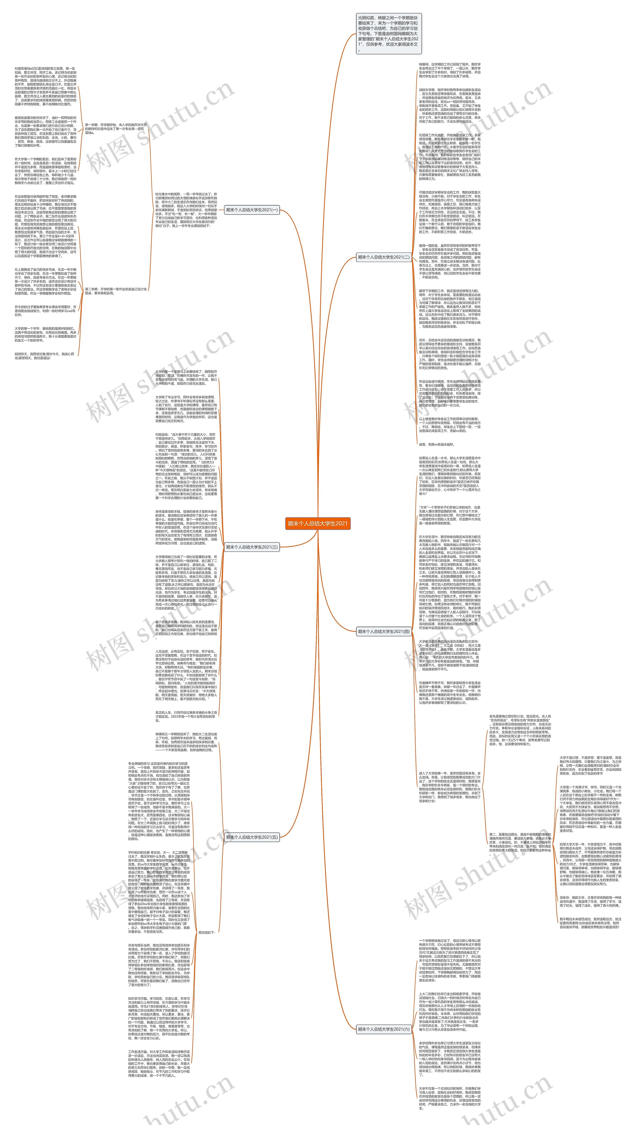 期末个人总结大学生2021思维导图