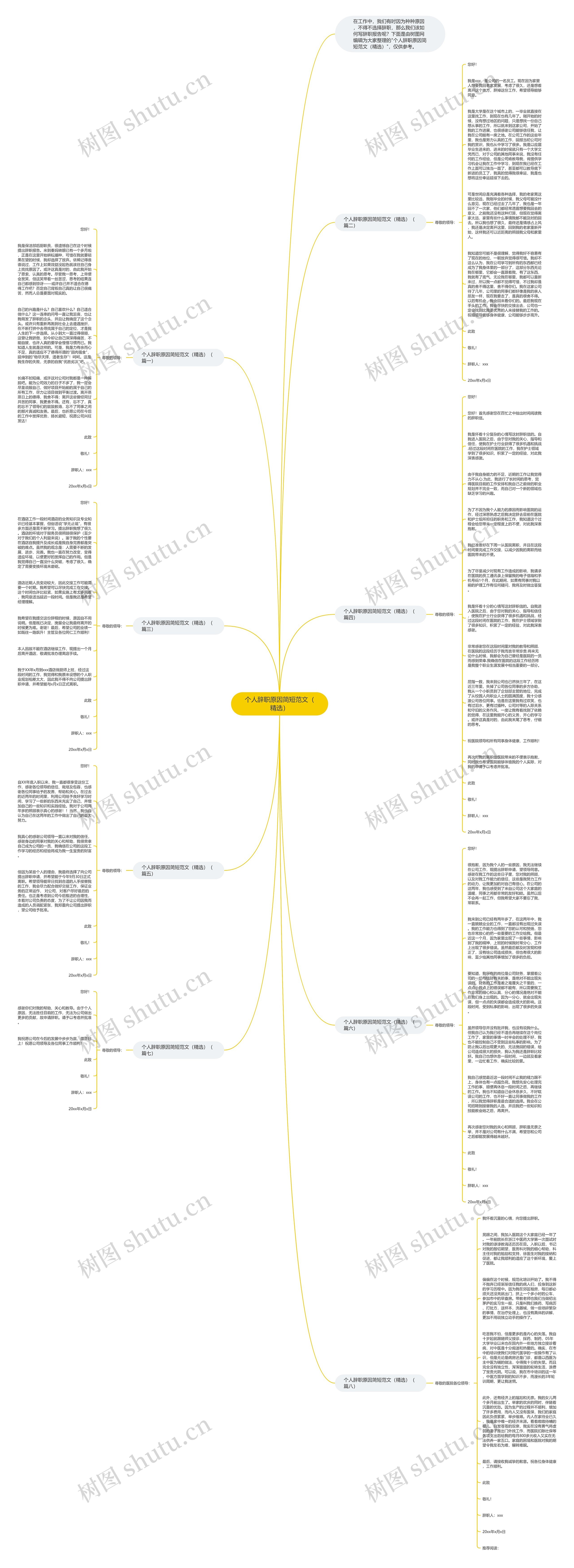 个人辞职原因简短范文（精选）思维导图