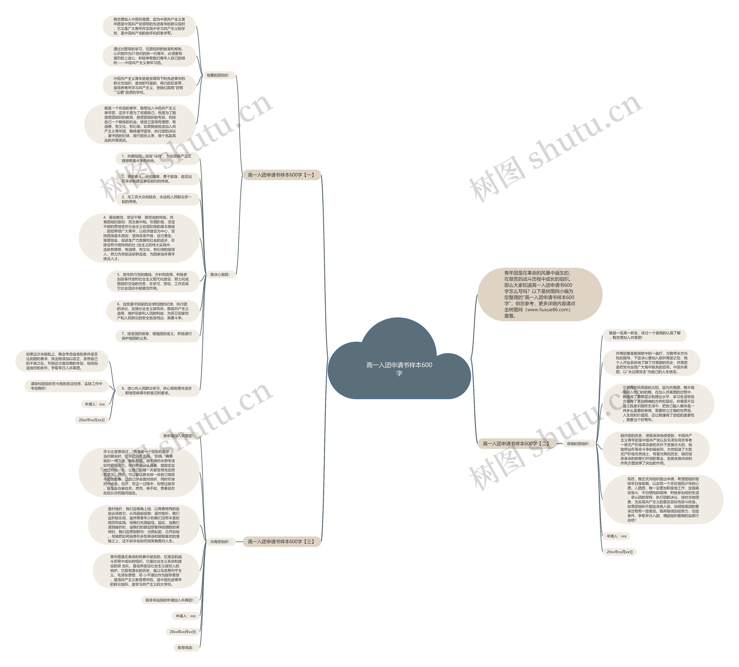 高一入团申请书样本600字思维导图