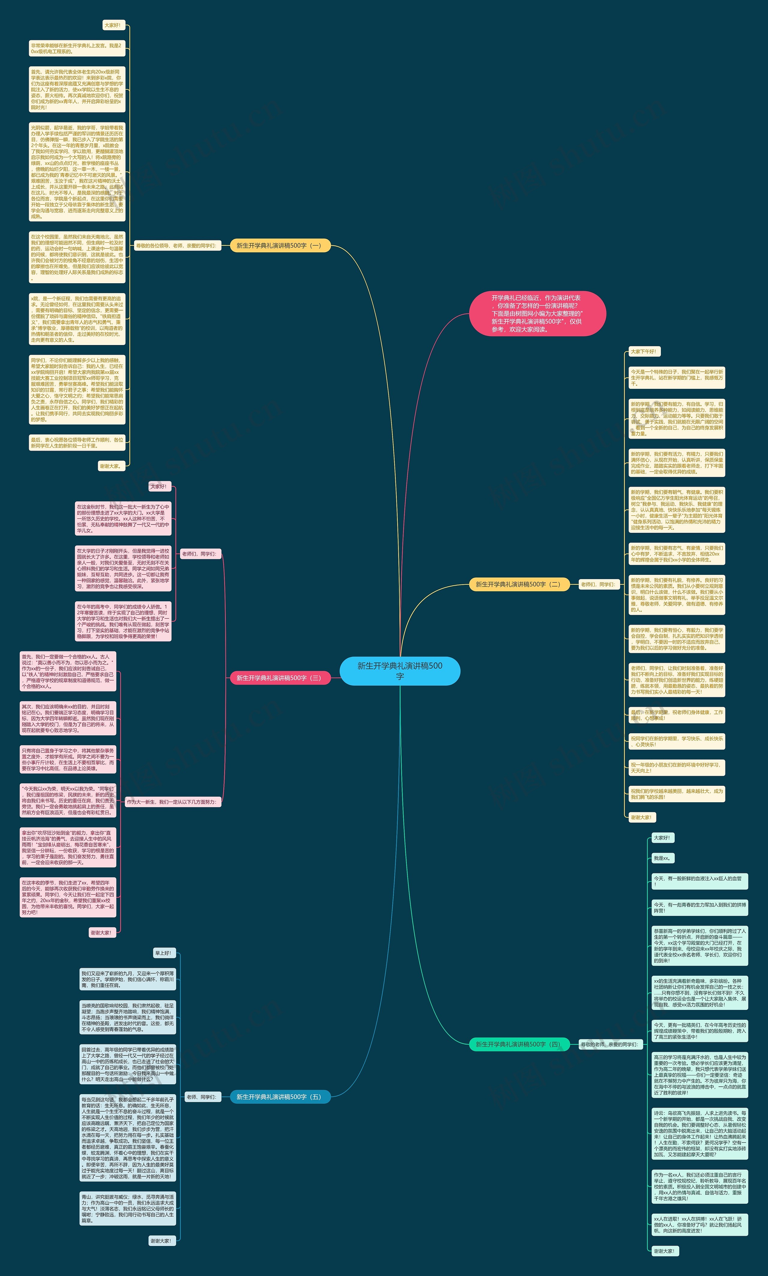 新生开学典礼演讲稿500字思维导图
