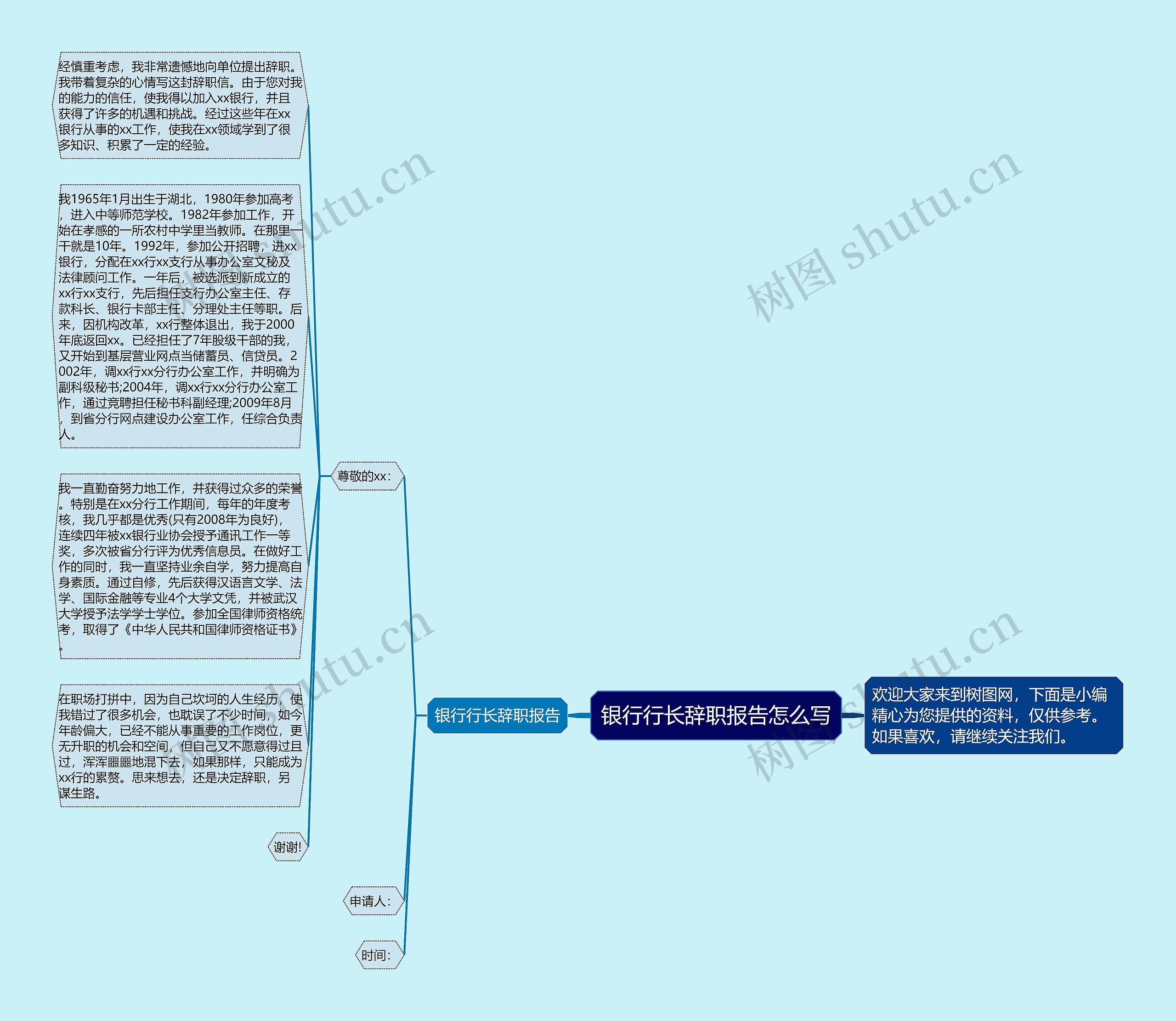 银行行长辞职报告怎么写思维导图