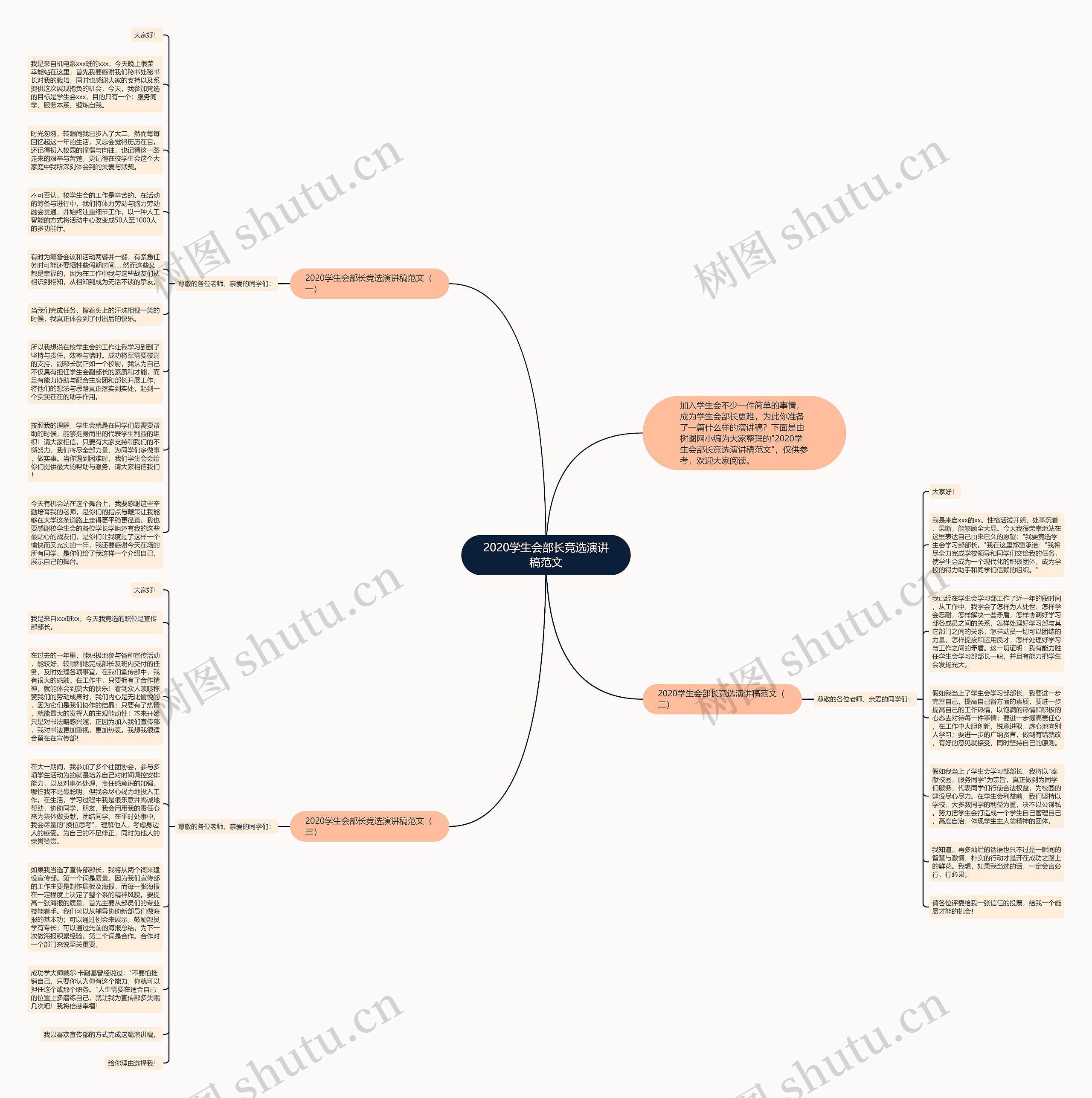2020学生会部长竞选演讲稿范文思维导图