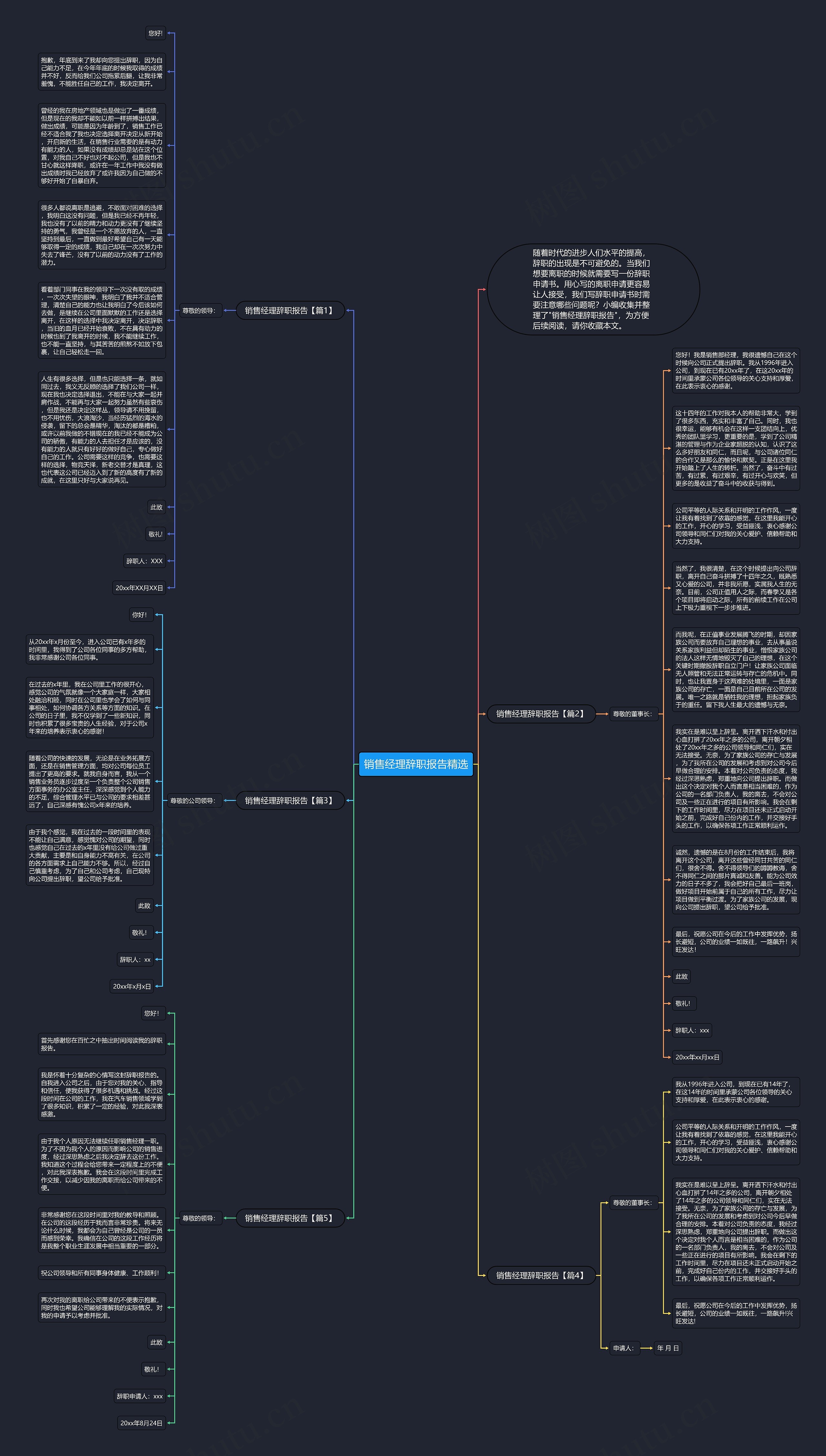 销售经理辞职报告精选思维导图