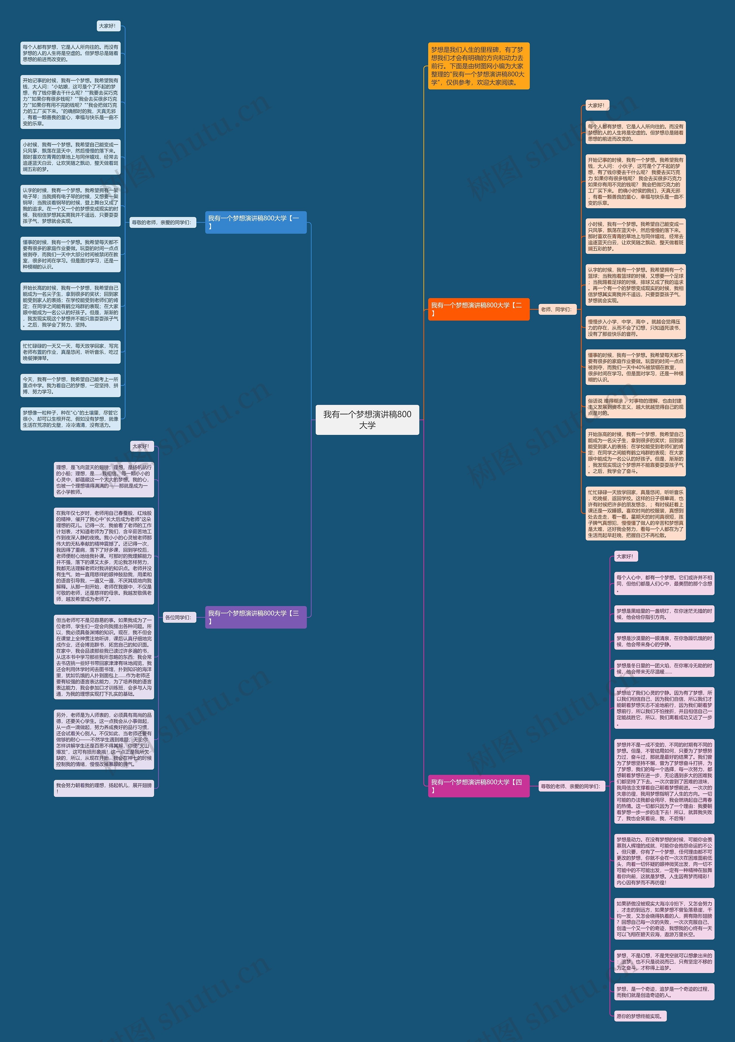 我有一个梦想演讲稿800大学思维导图