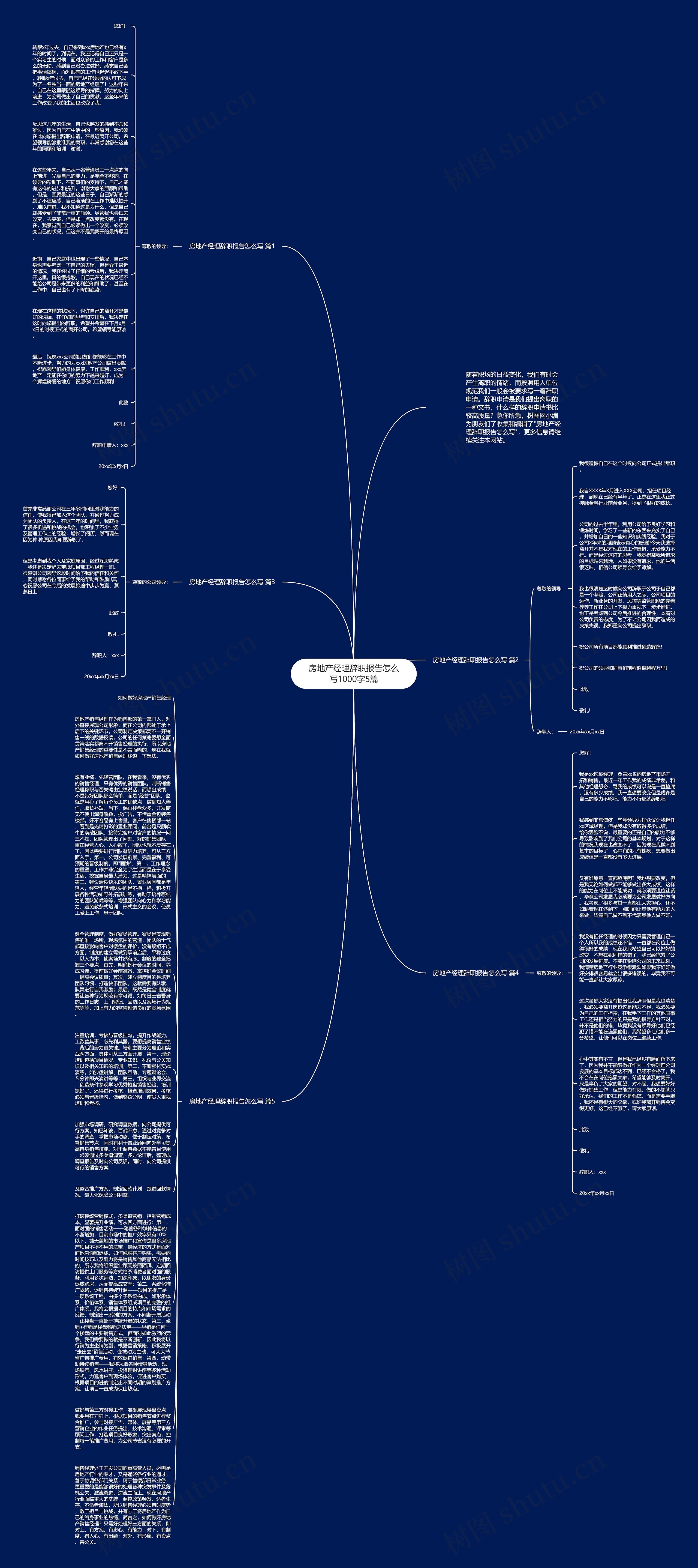 房地产经理辞职报告怎么写1000字5篇思维导图