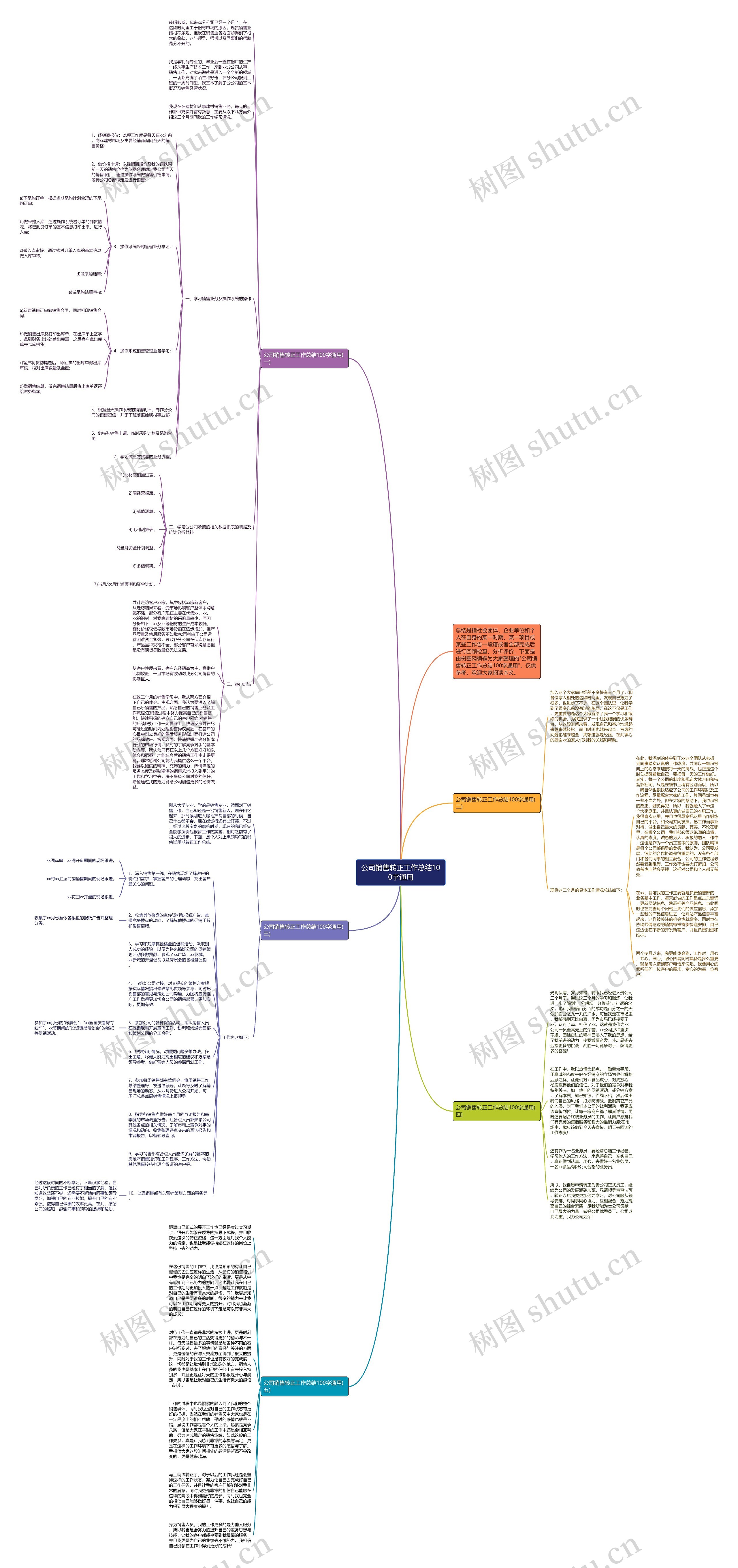 公司销售转正工作总结100字通用思维导图