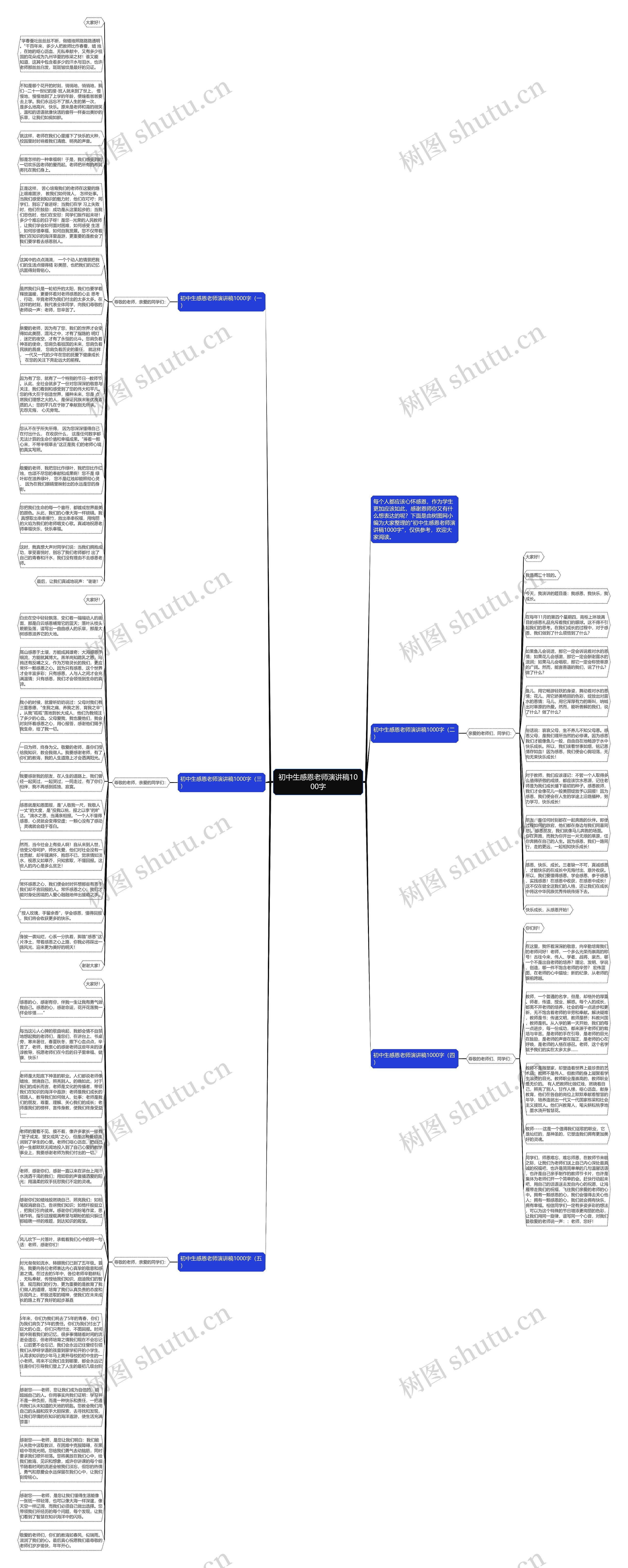 初中生感恩老师演讲稿1000字思维导图