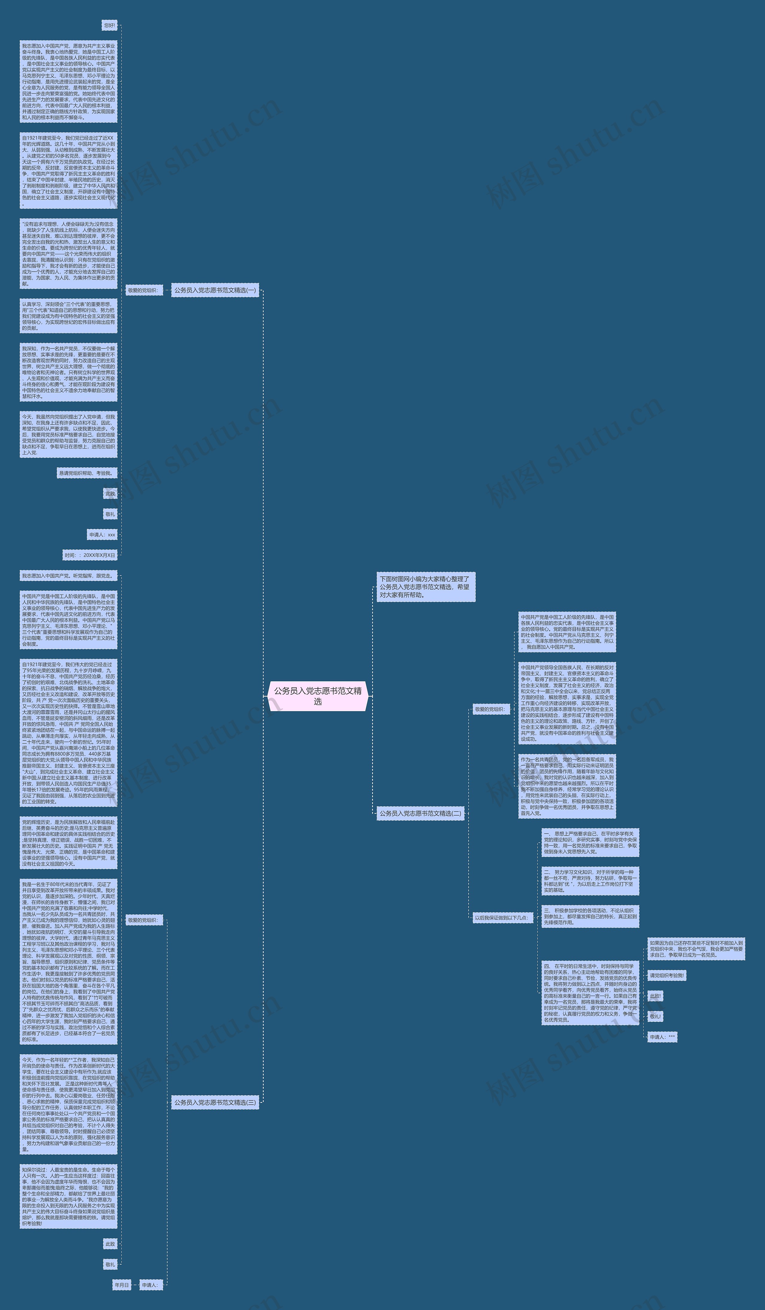 公务员入党志愿书范文精选思维导图