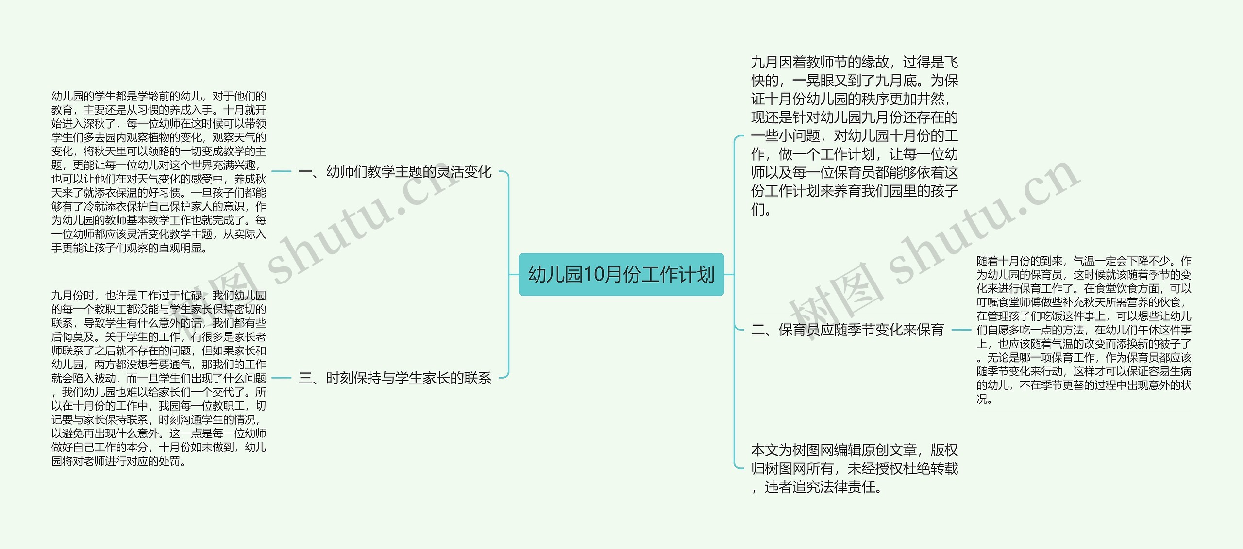 幼儿园10月份工作计划思维导图