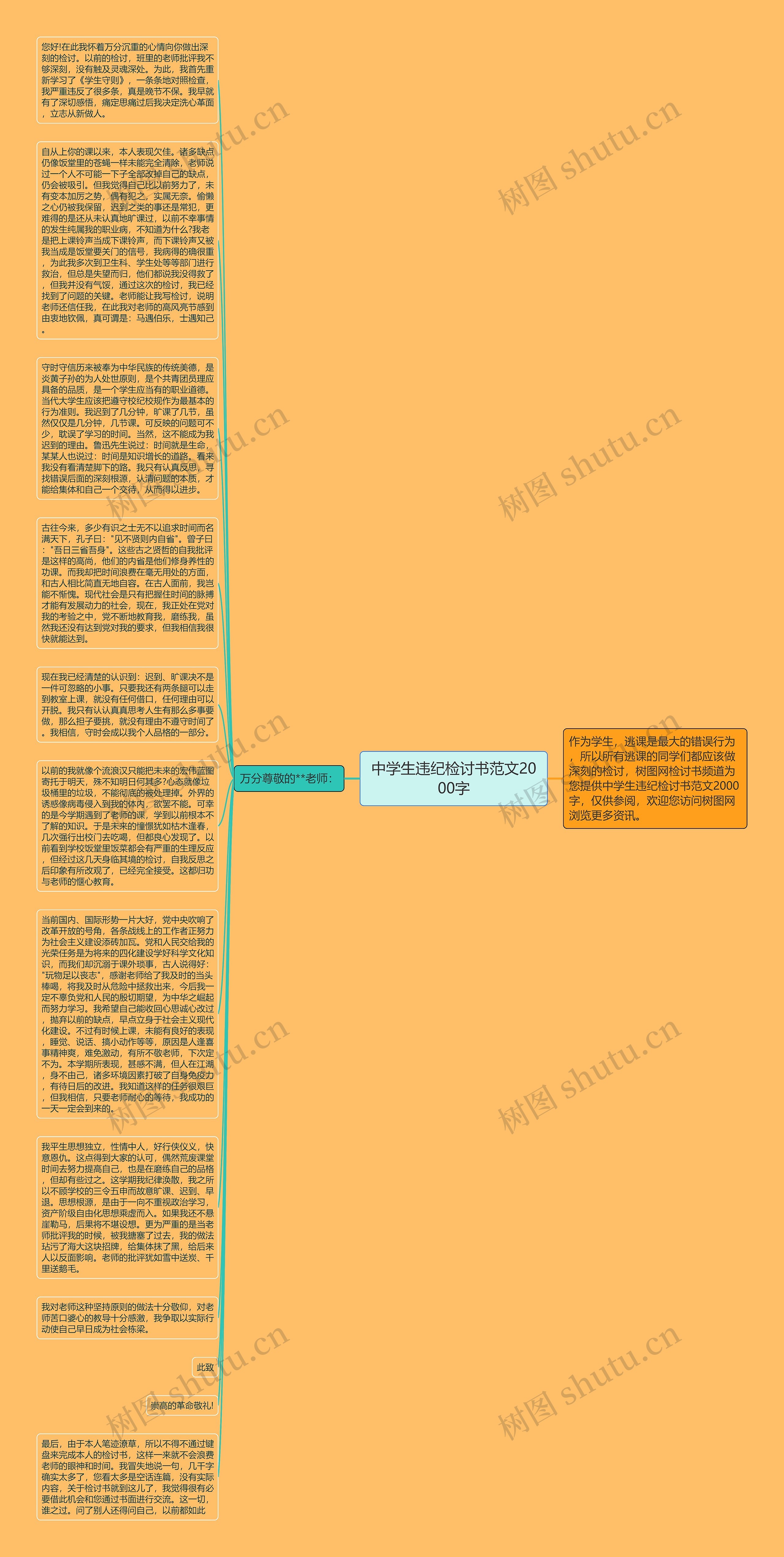 中学生违纪检讨书范文2000字思维导图