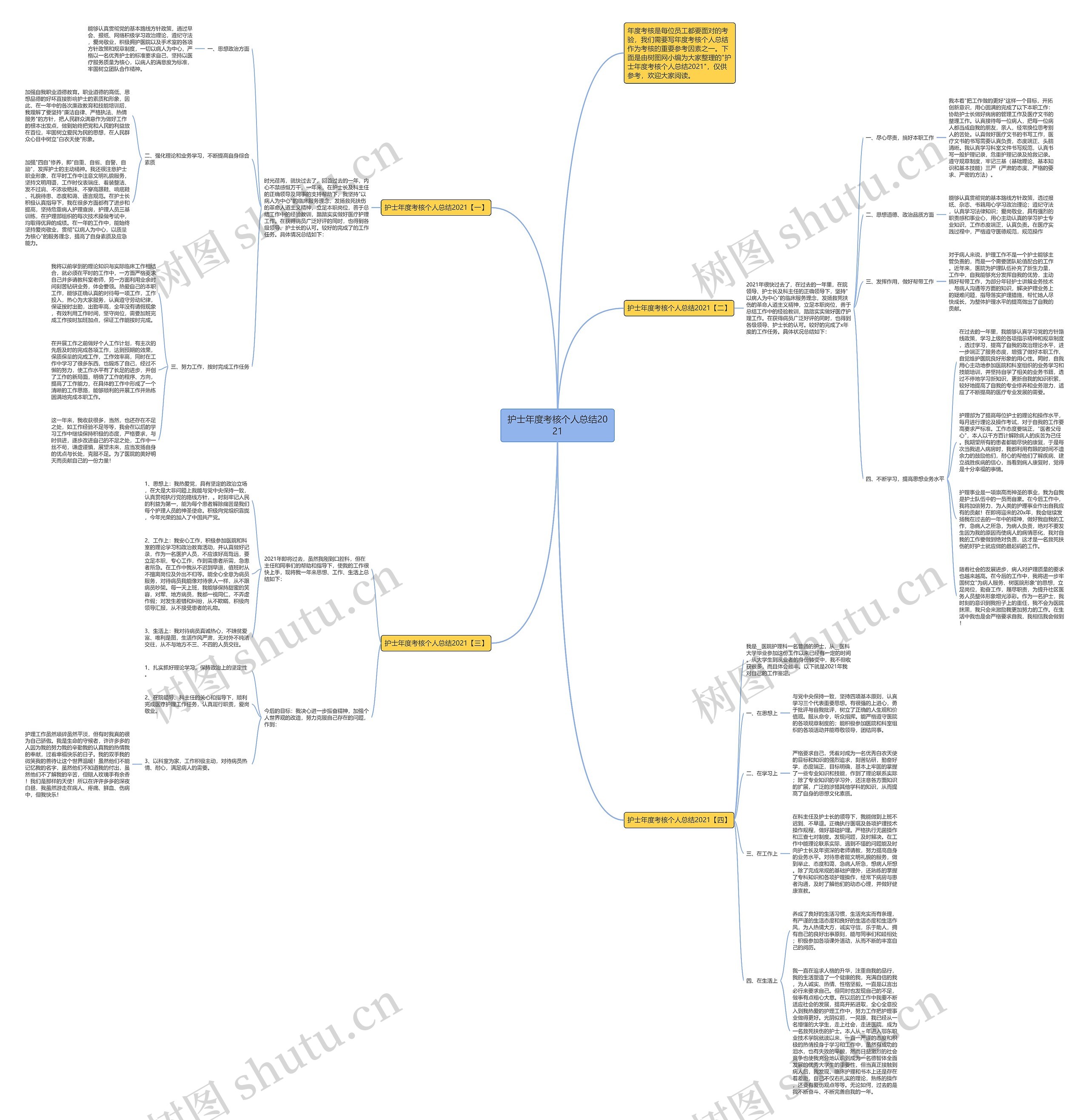 护士年度考核个人总结2021思维导图