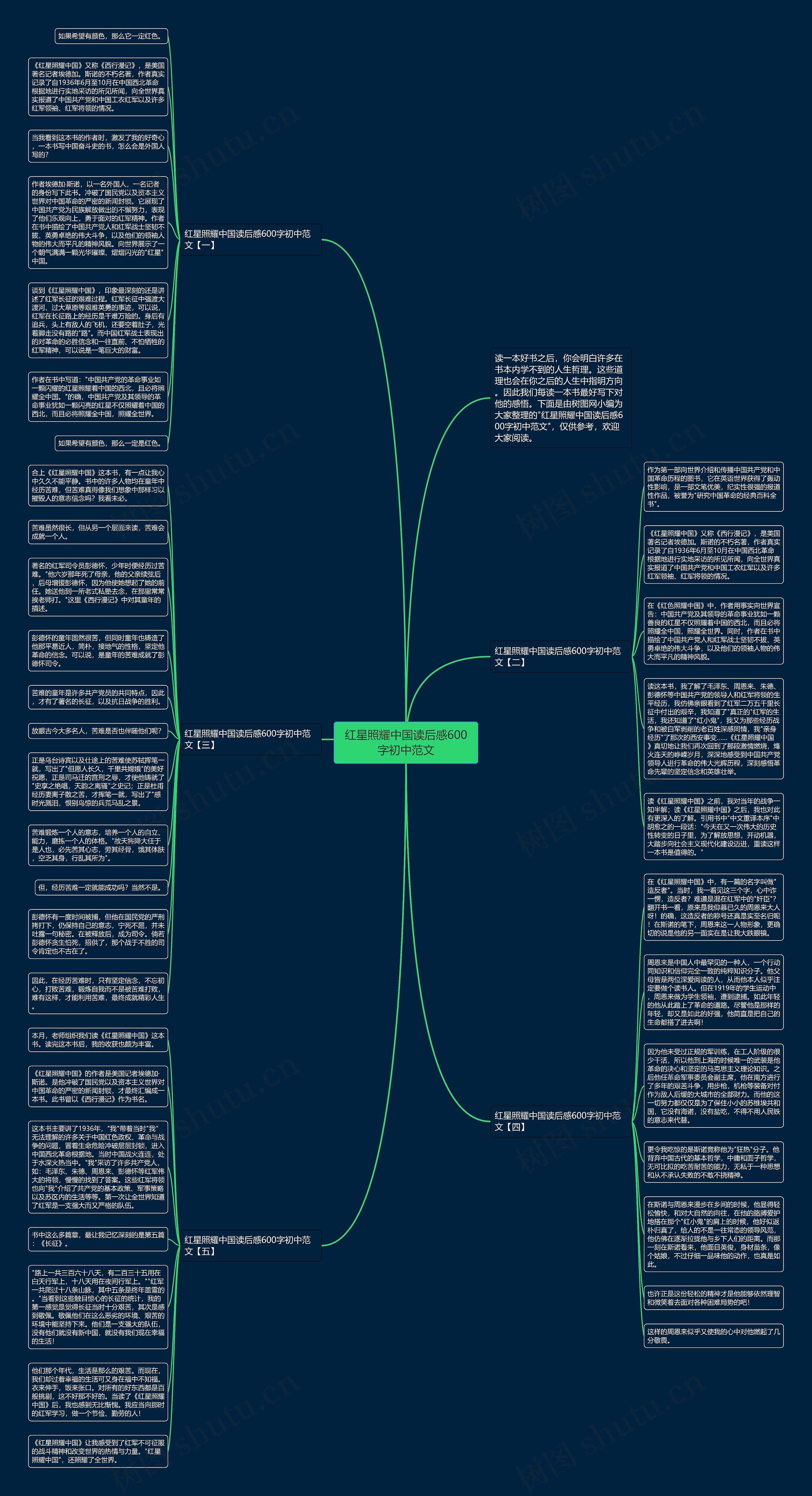 红星照耀中国读后感600字初中范文思维导图