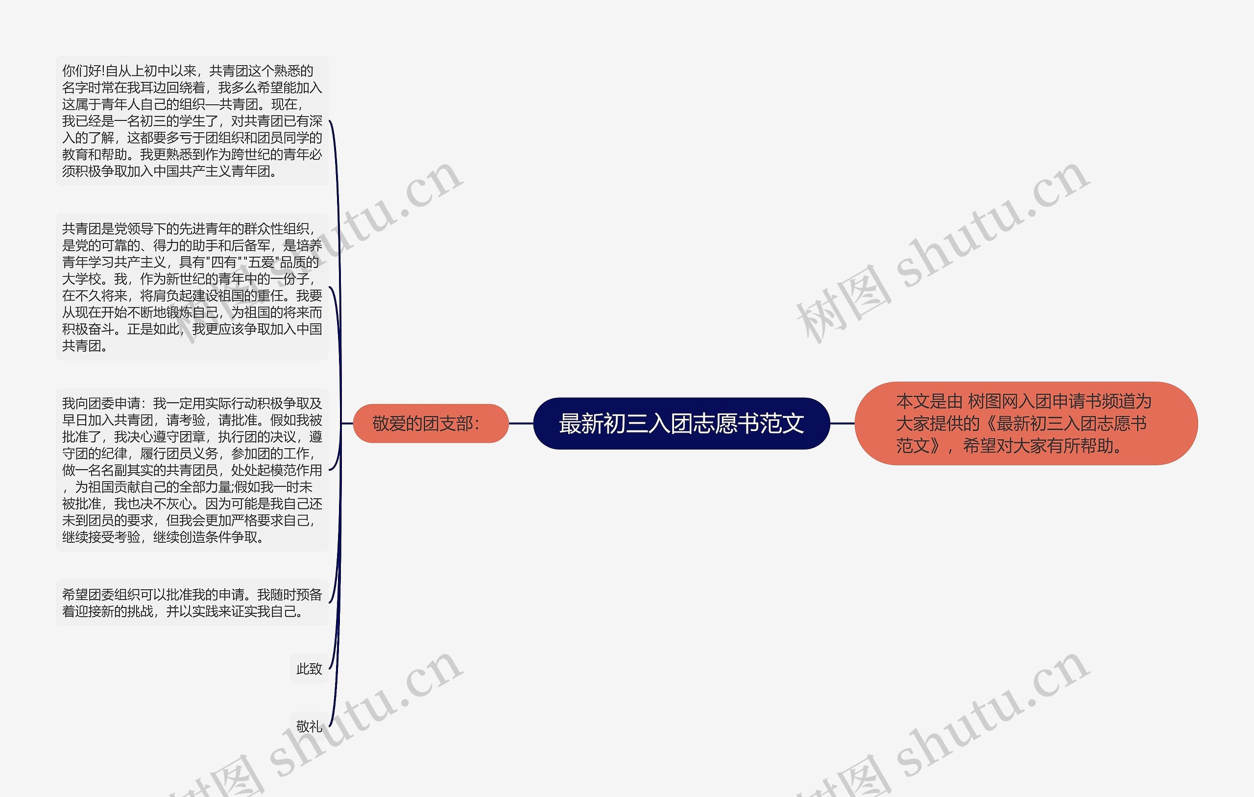 最新初三入团志愿书范文思维导图