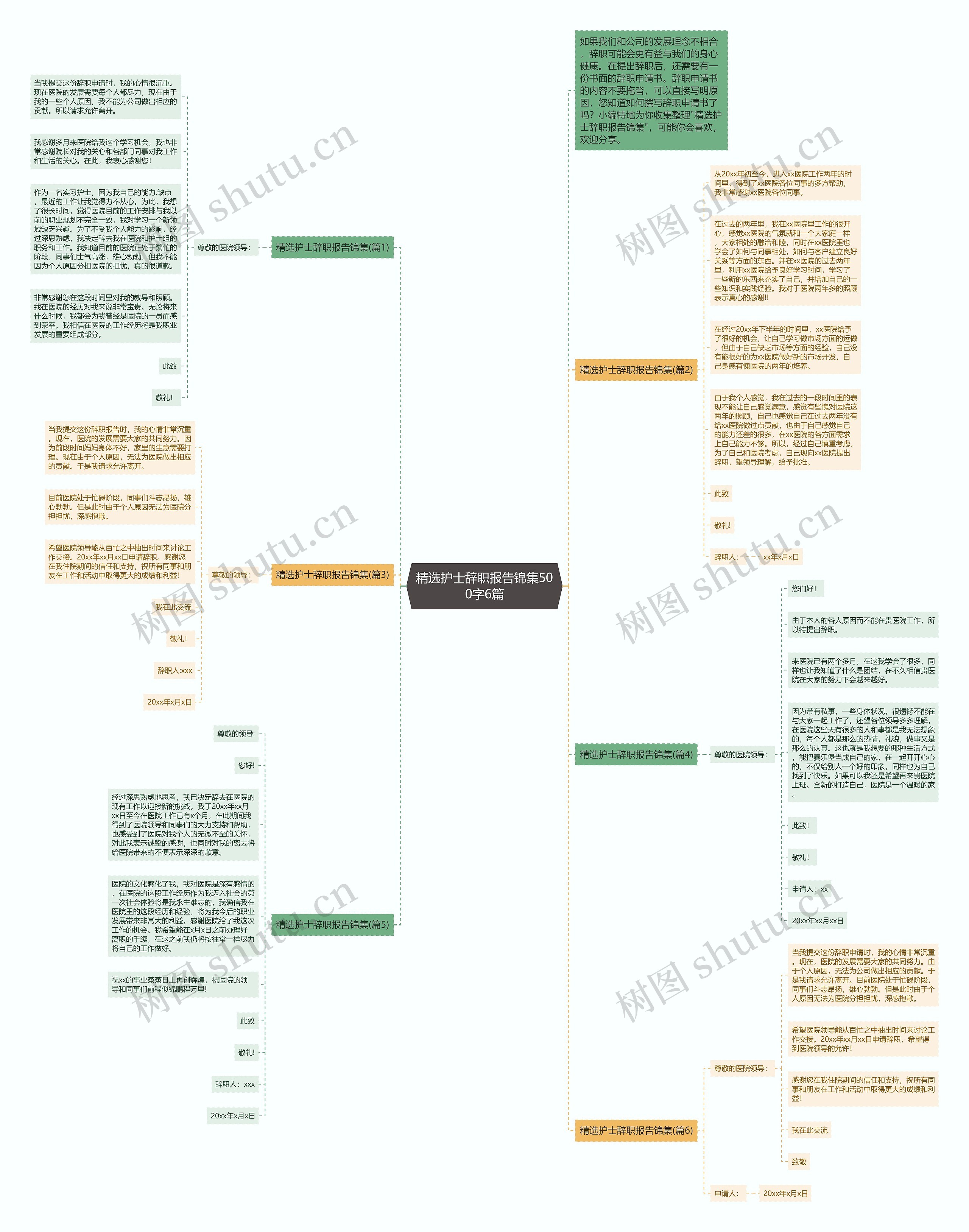 精选护士辞职报告锦集500字6篇思维导图