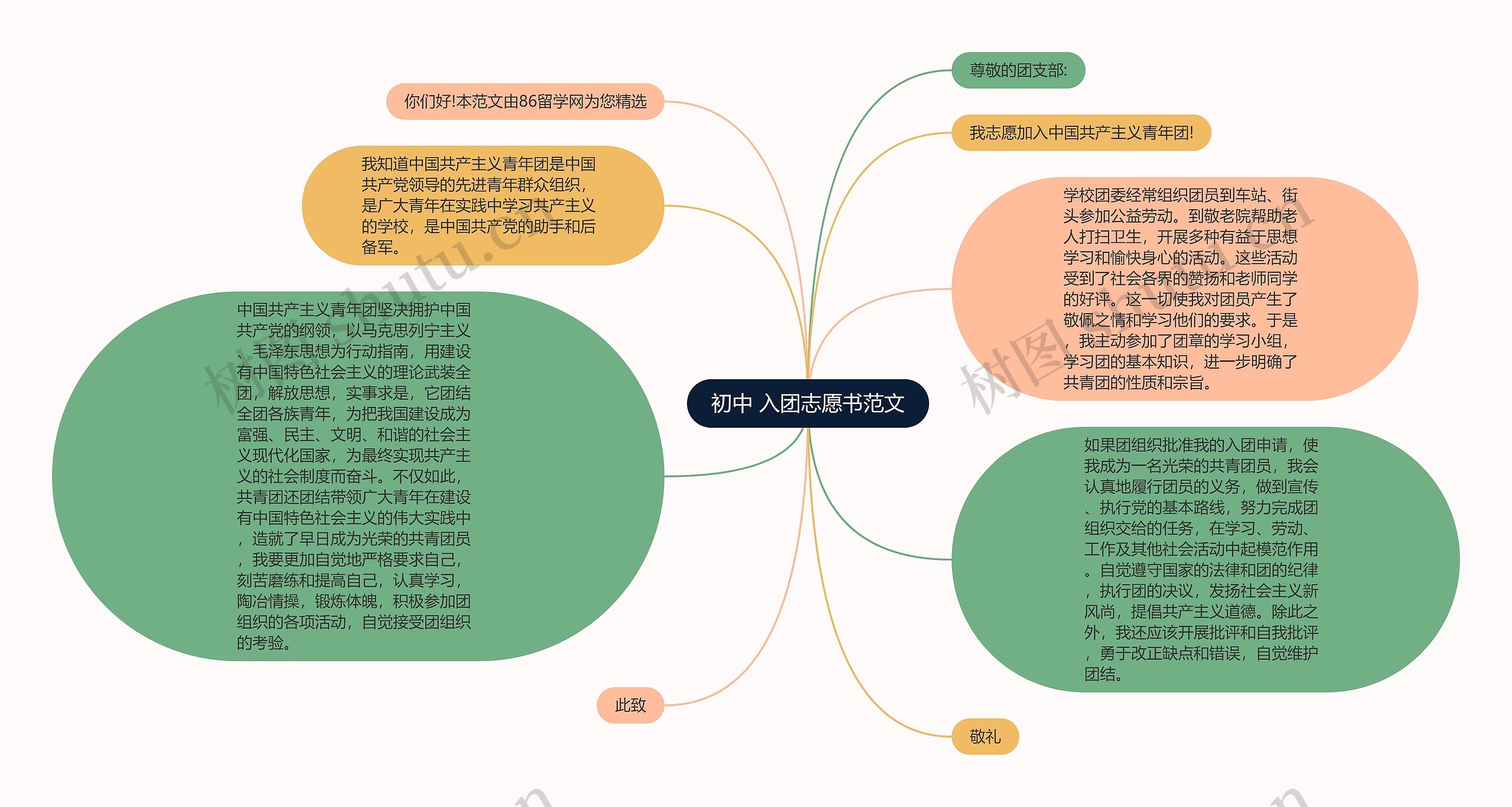 初中 入团志愿书范文思维导图