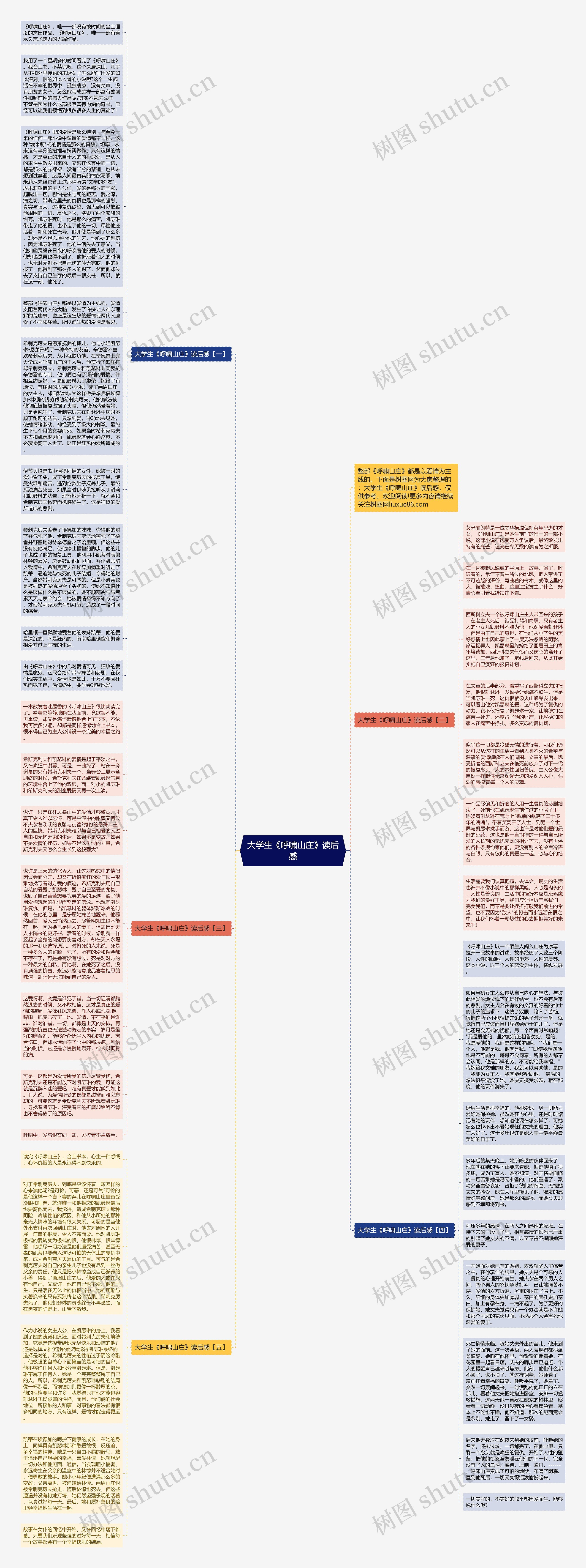 大学生《呼啸山庄》读后感思维导图