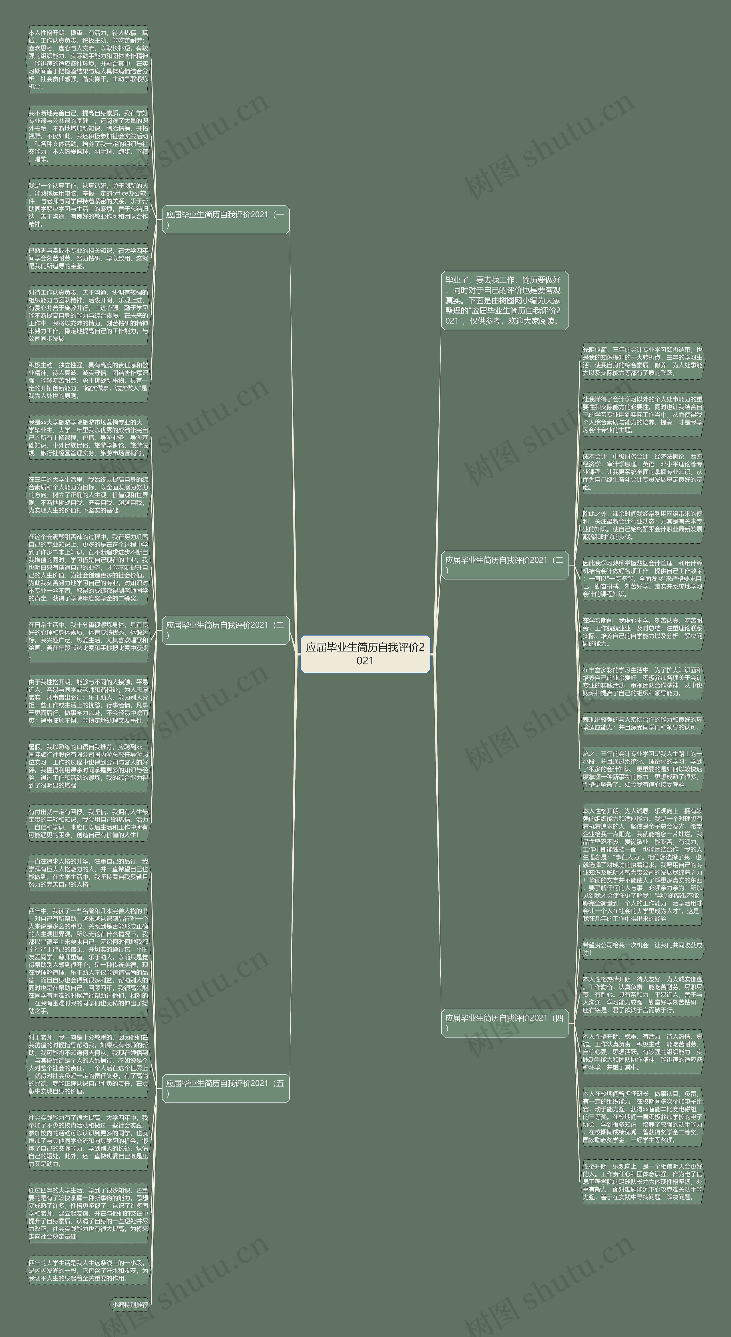应届毕业生简历自我评价2021思维导图