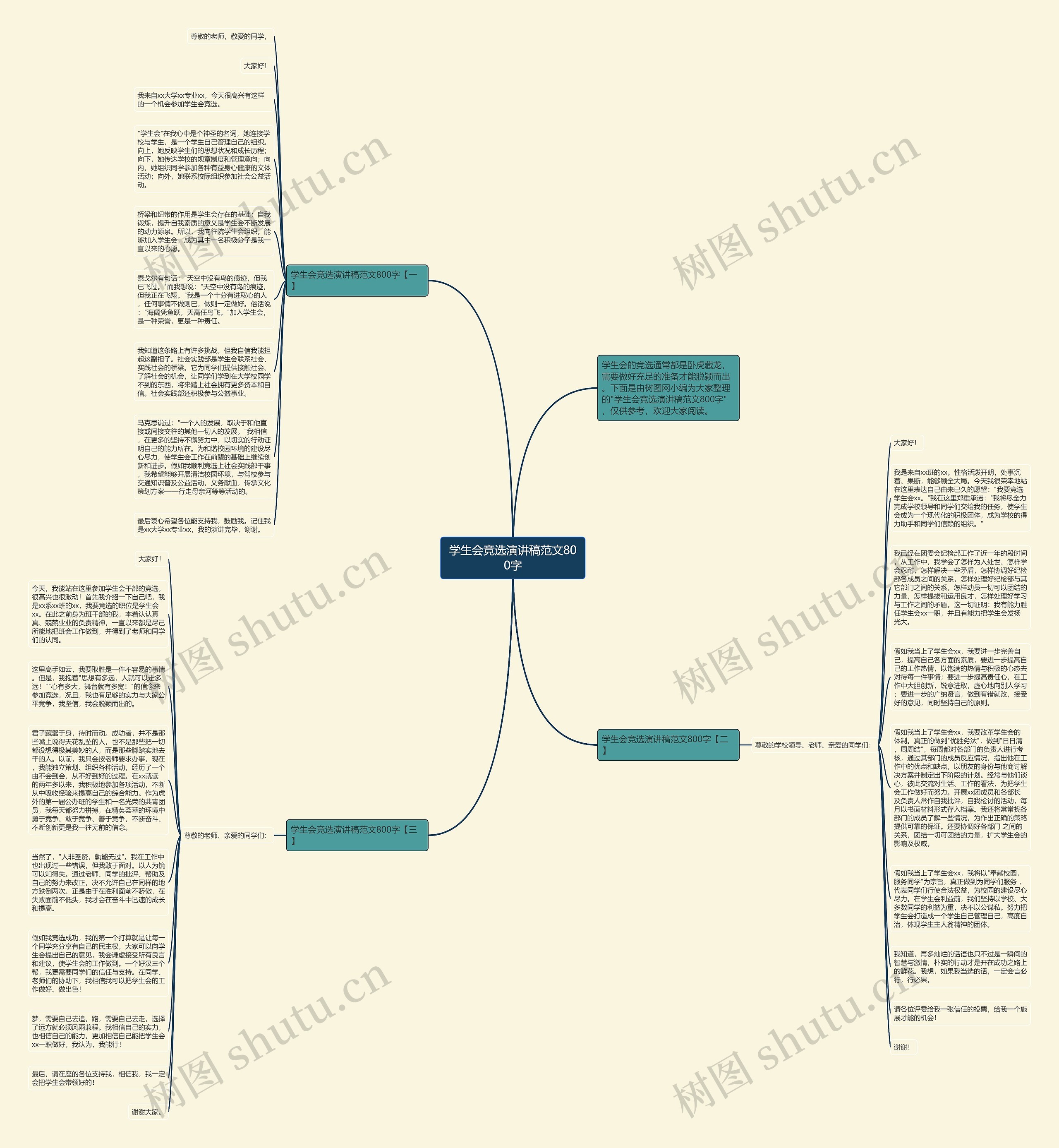 学生会竞选演讲稿范文800字思维导图