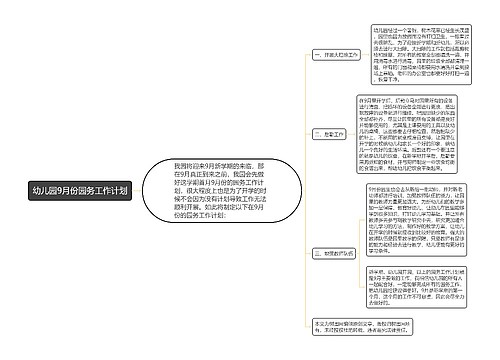 幼儿园9月份园务工作计划