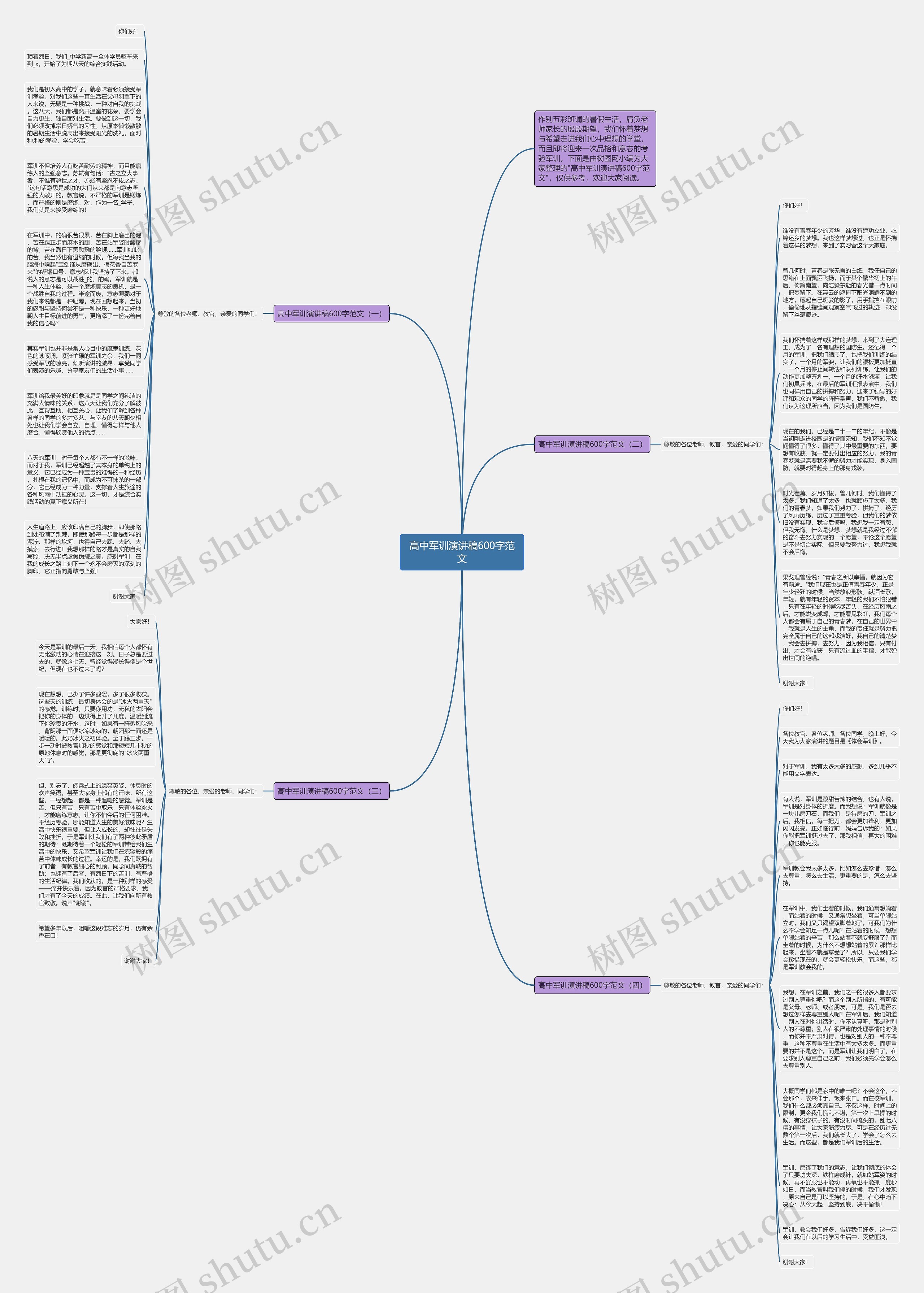 高中军训演讲稿600字范文思维导图