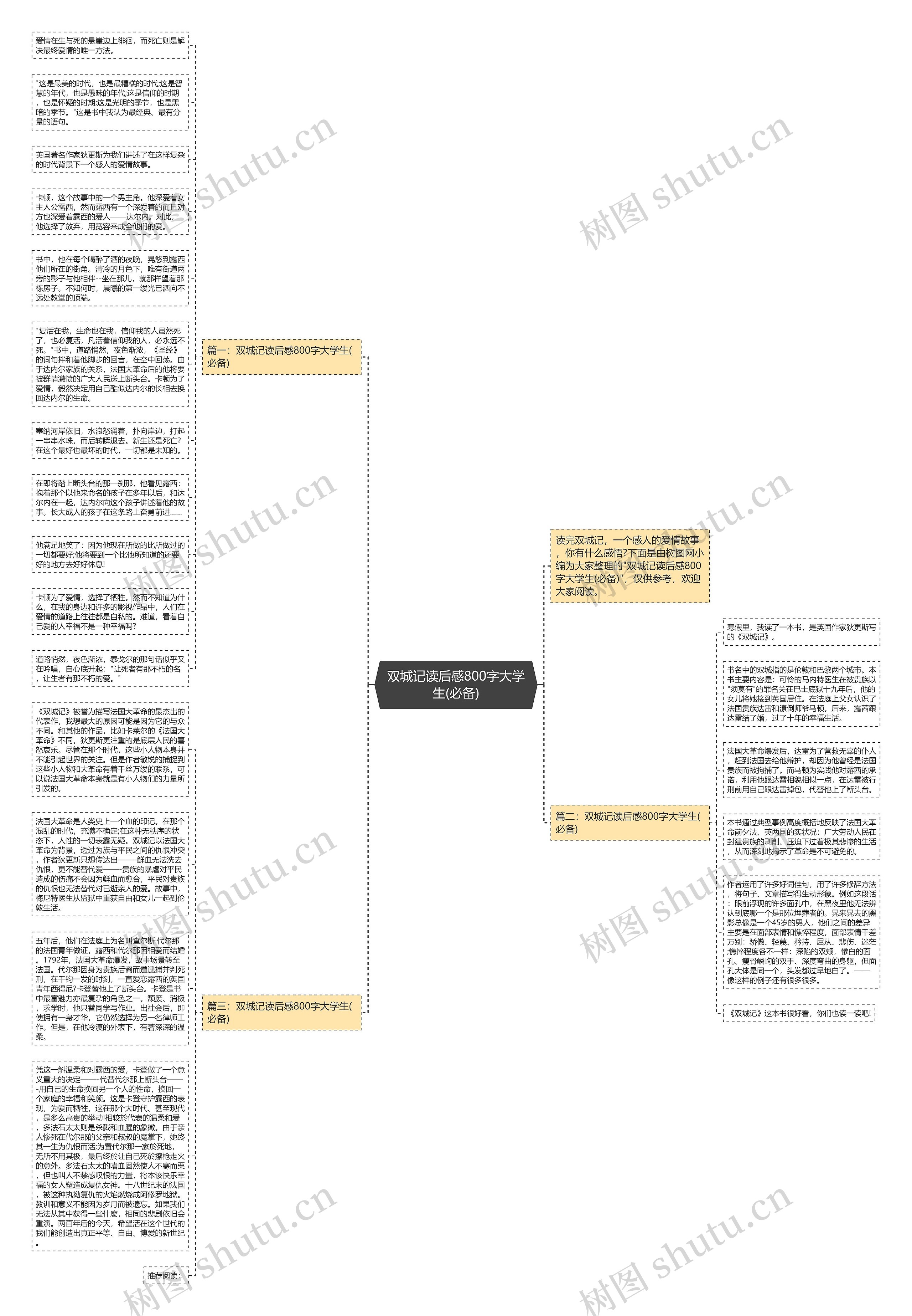 双城记读后感800字大学生(必备)思维导图