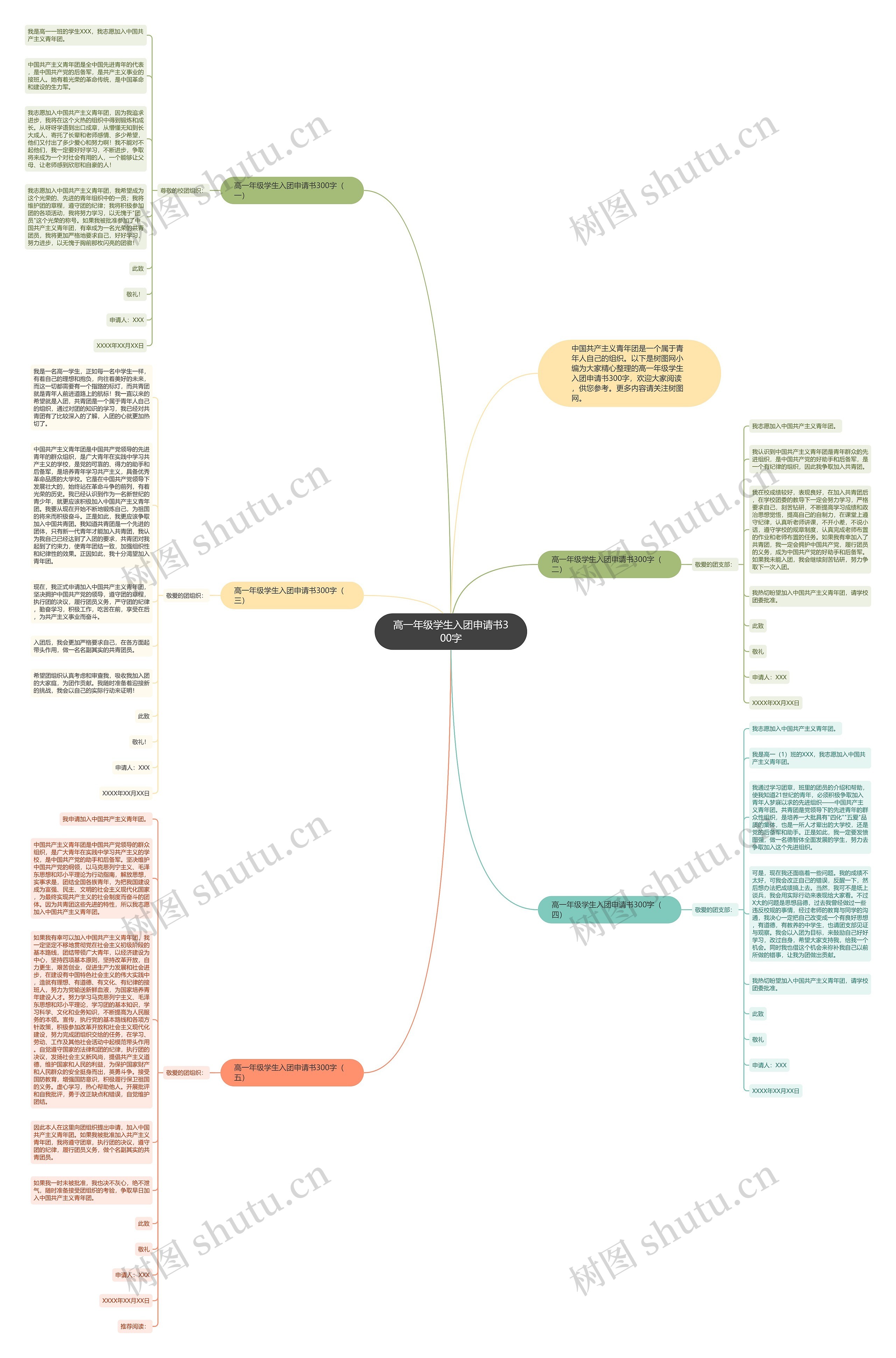 高一年级学生入团申请书300字思维导图