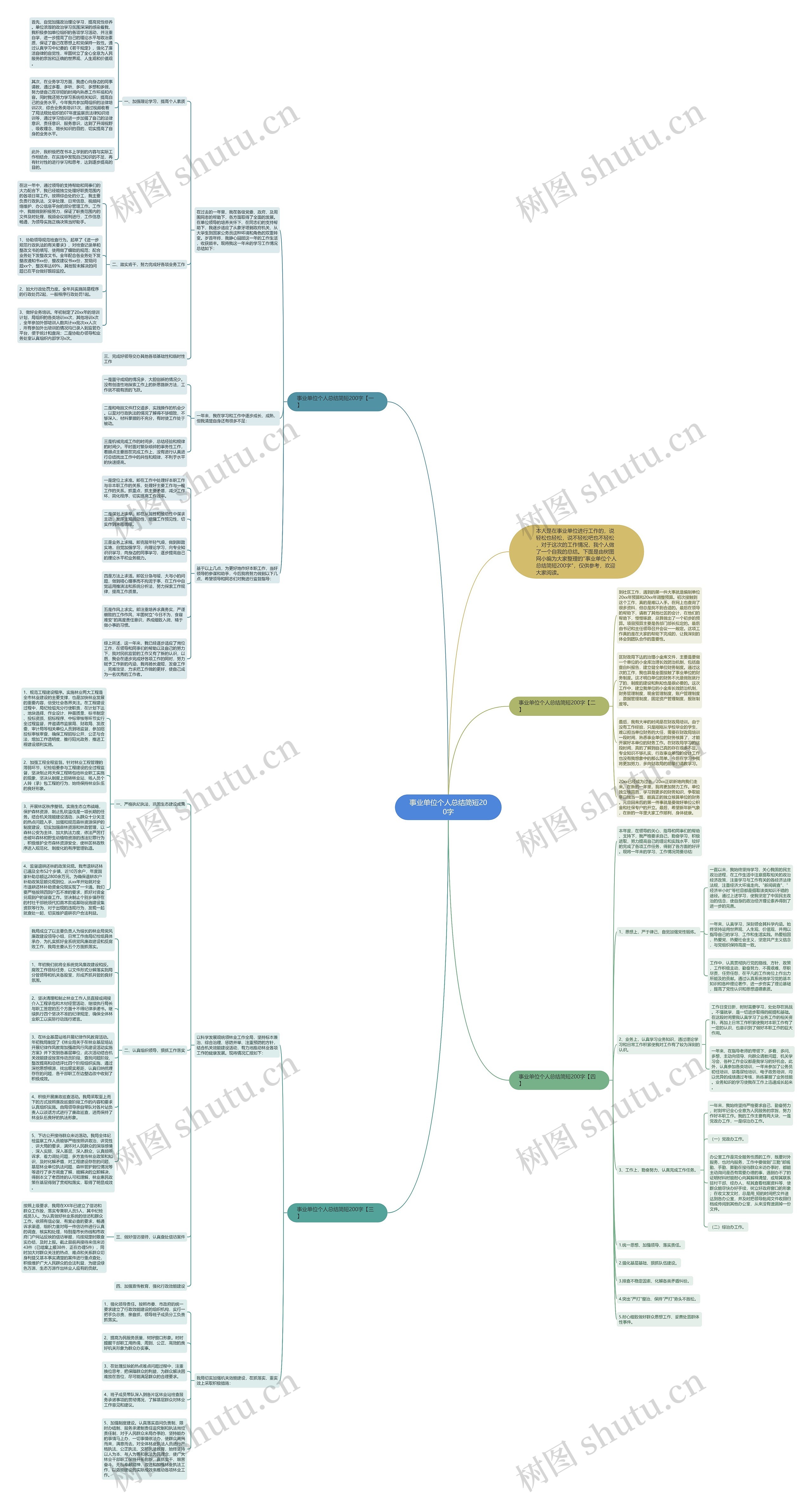 事业单位个人总结简短200字思维导图