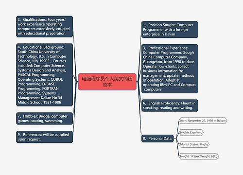 电脑程序员个人英文简历范本