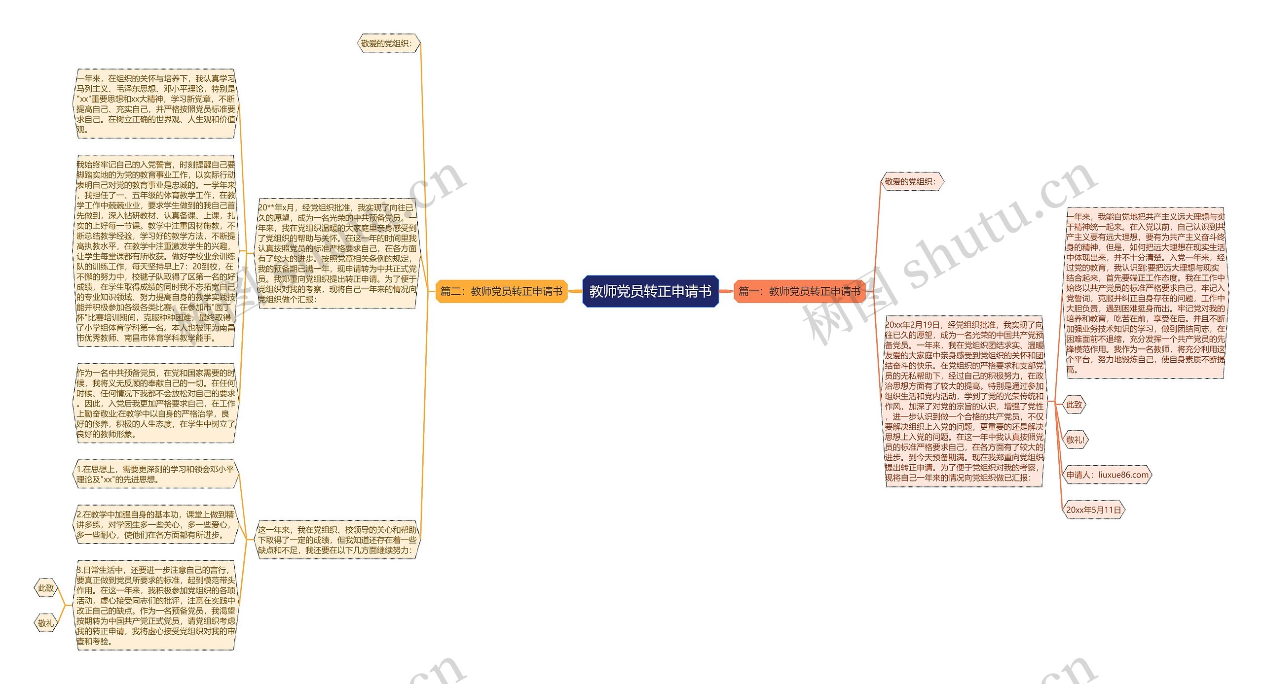 教师党员转正申请书思维导图