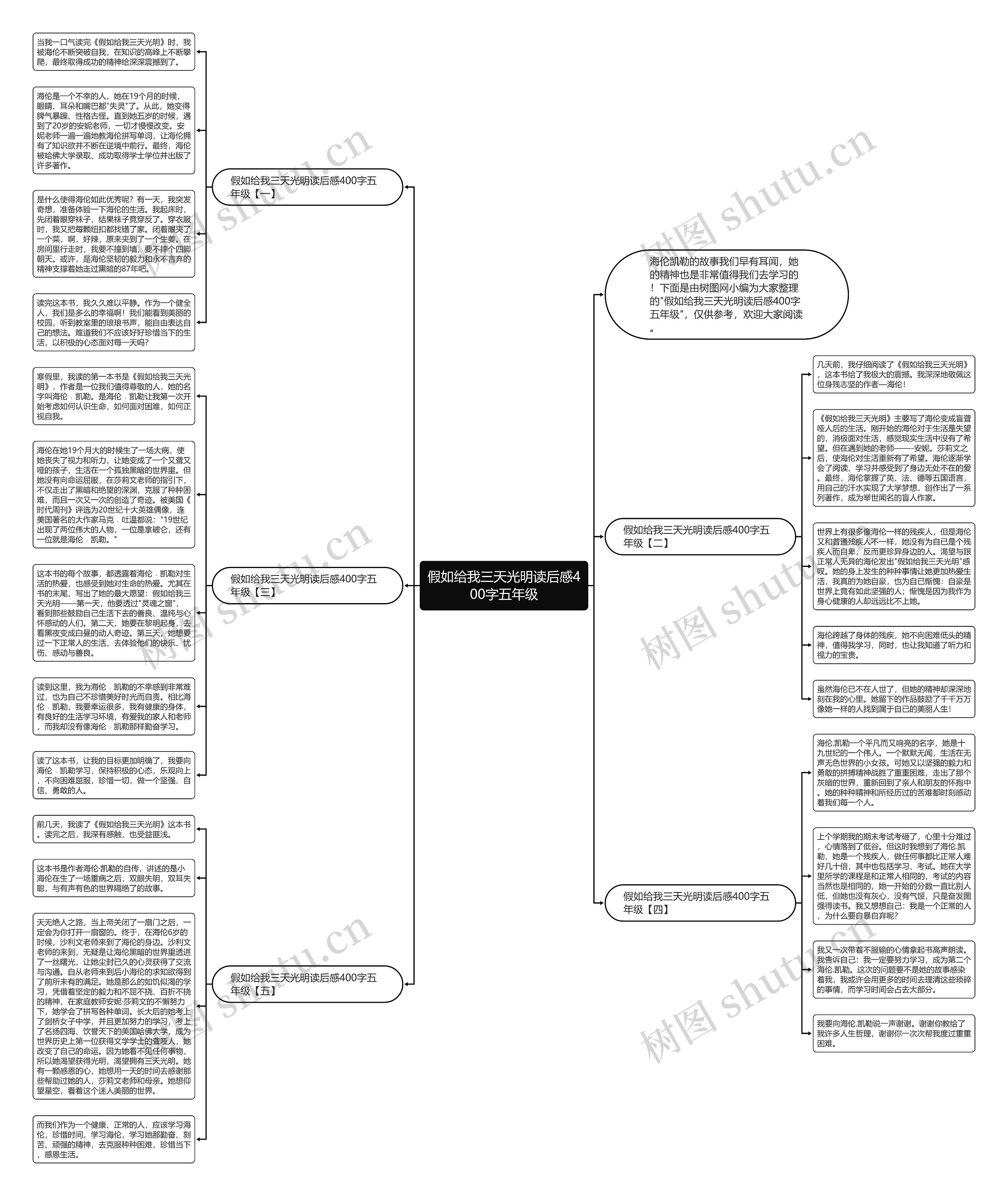 假如给我三天光明读后感400字五年级思维导图