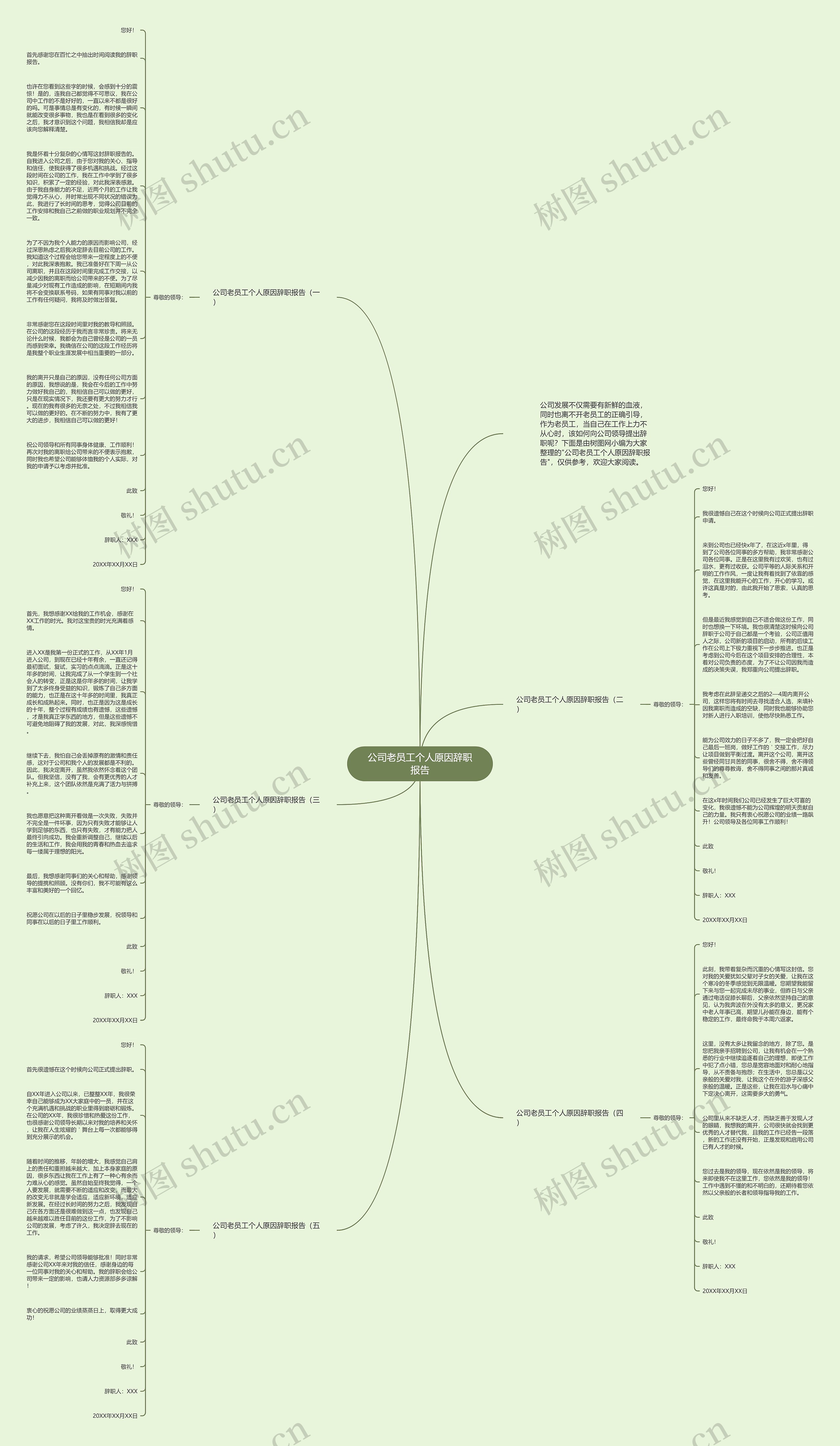 公司老员工个人原因辞职报告思维导图