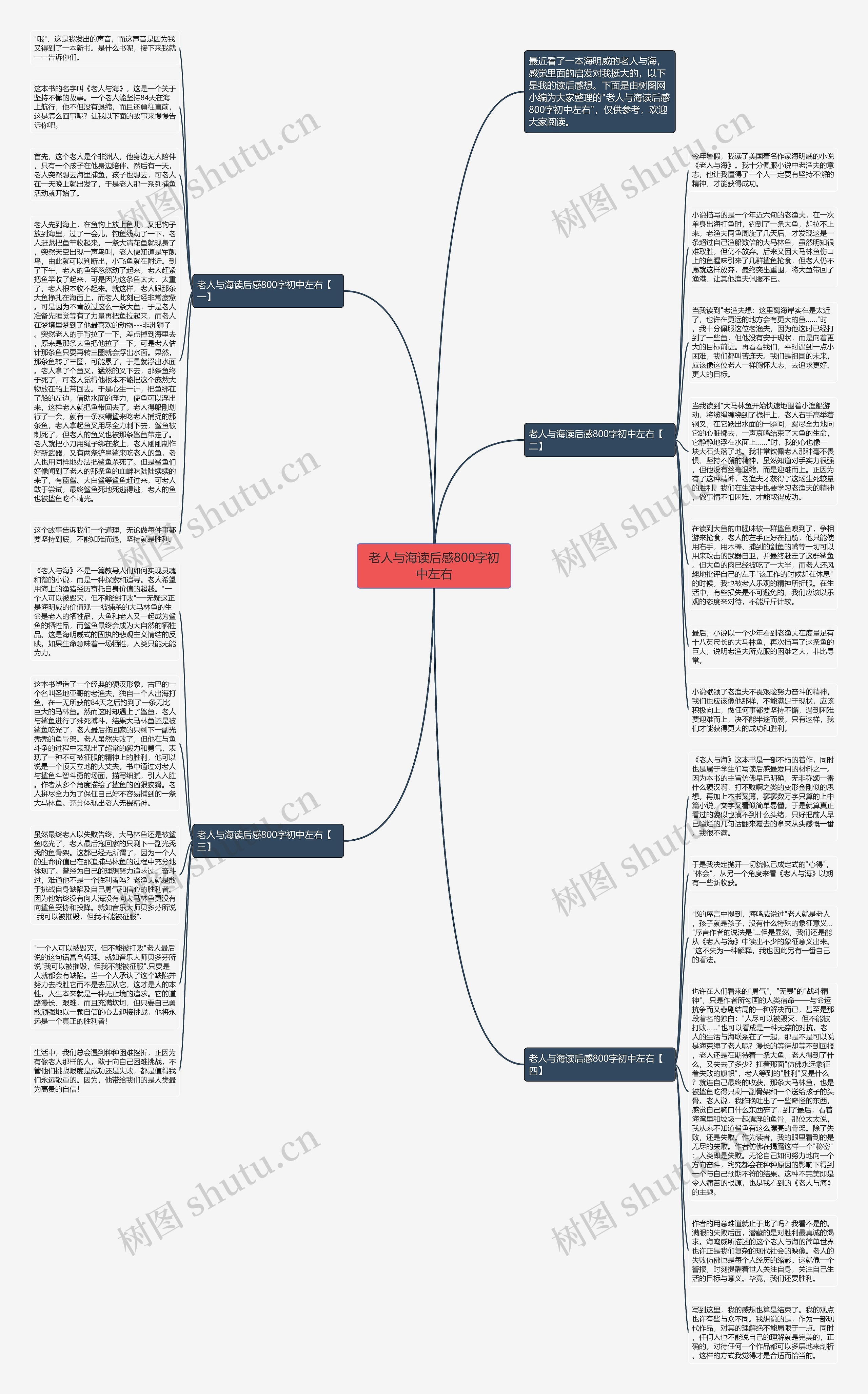 老人与海读后感800字初中左右思维导图