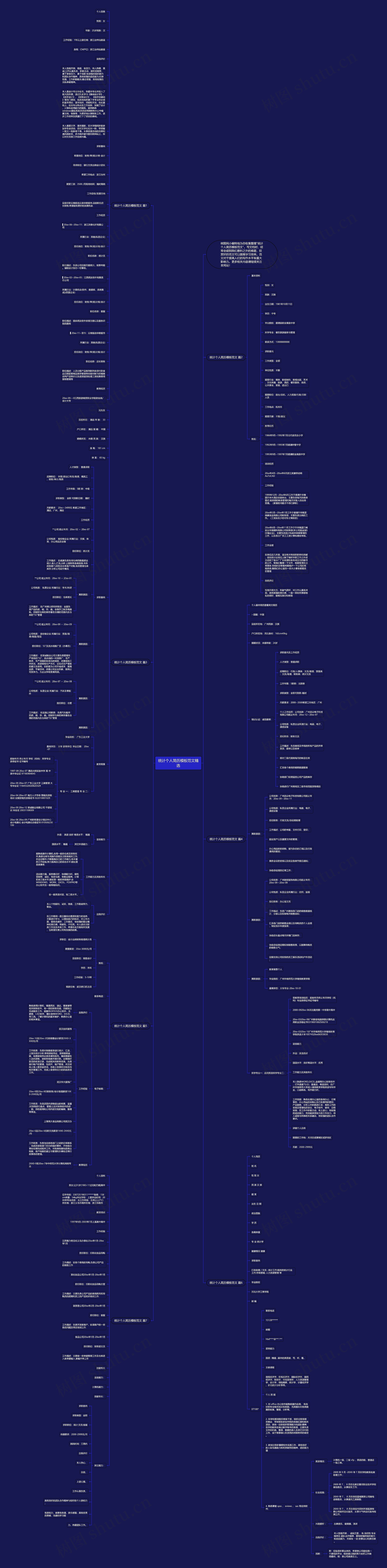 统计个人简历范文精选思维导图