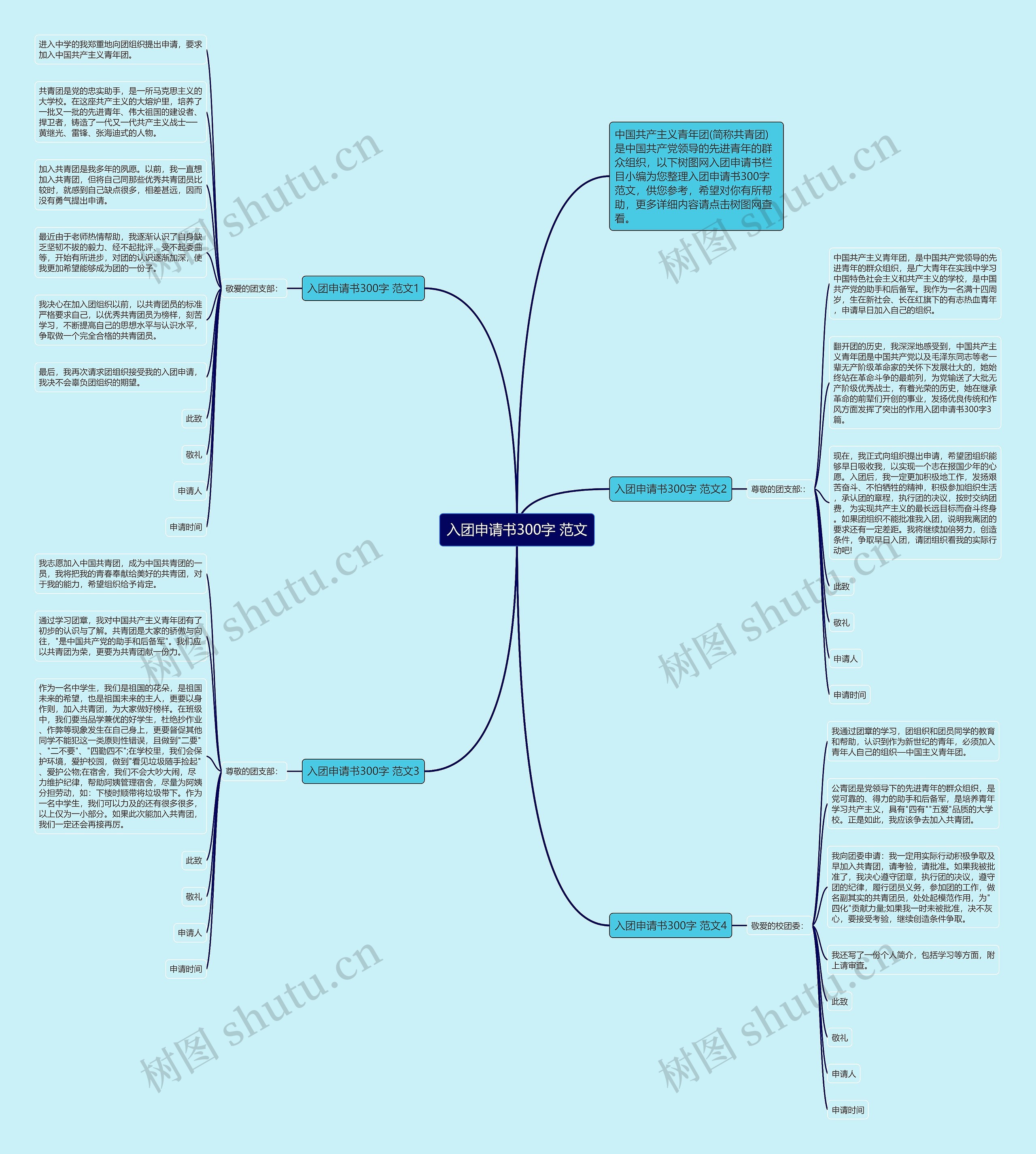 入团申请书300字 范文思维导图
