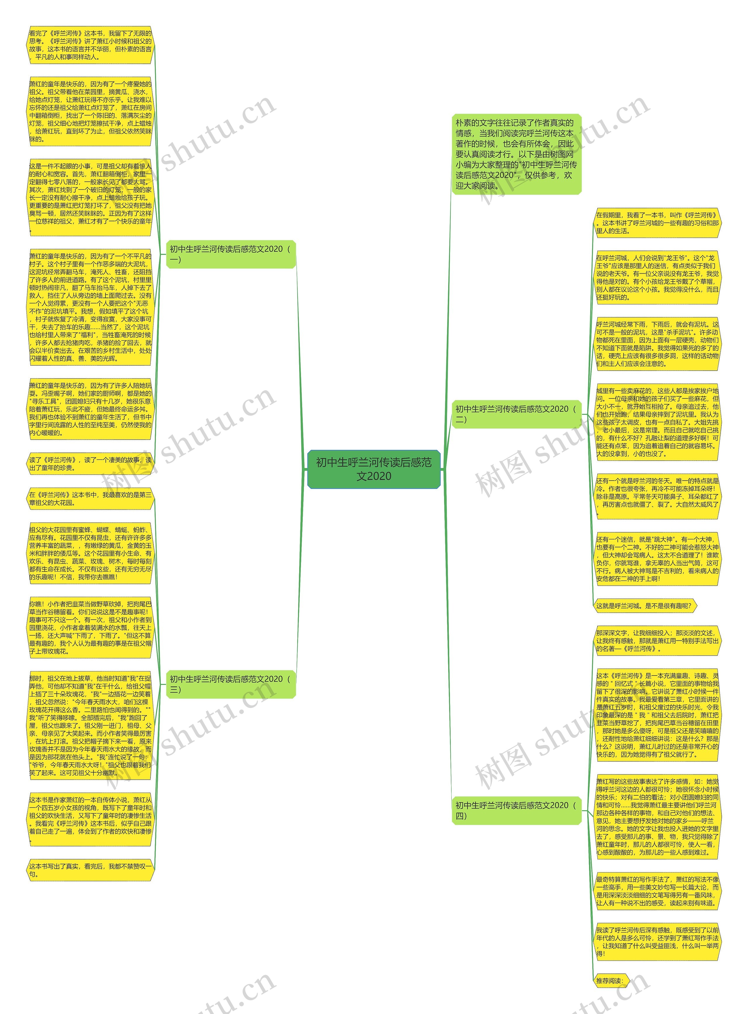 初中生呼兰河传读后感范文2020思维导图