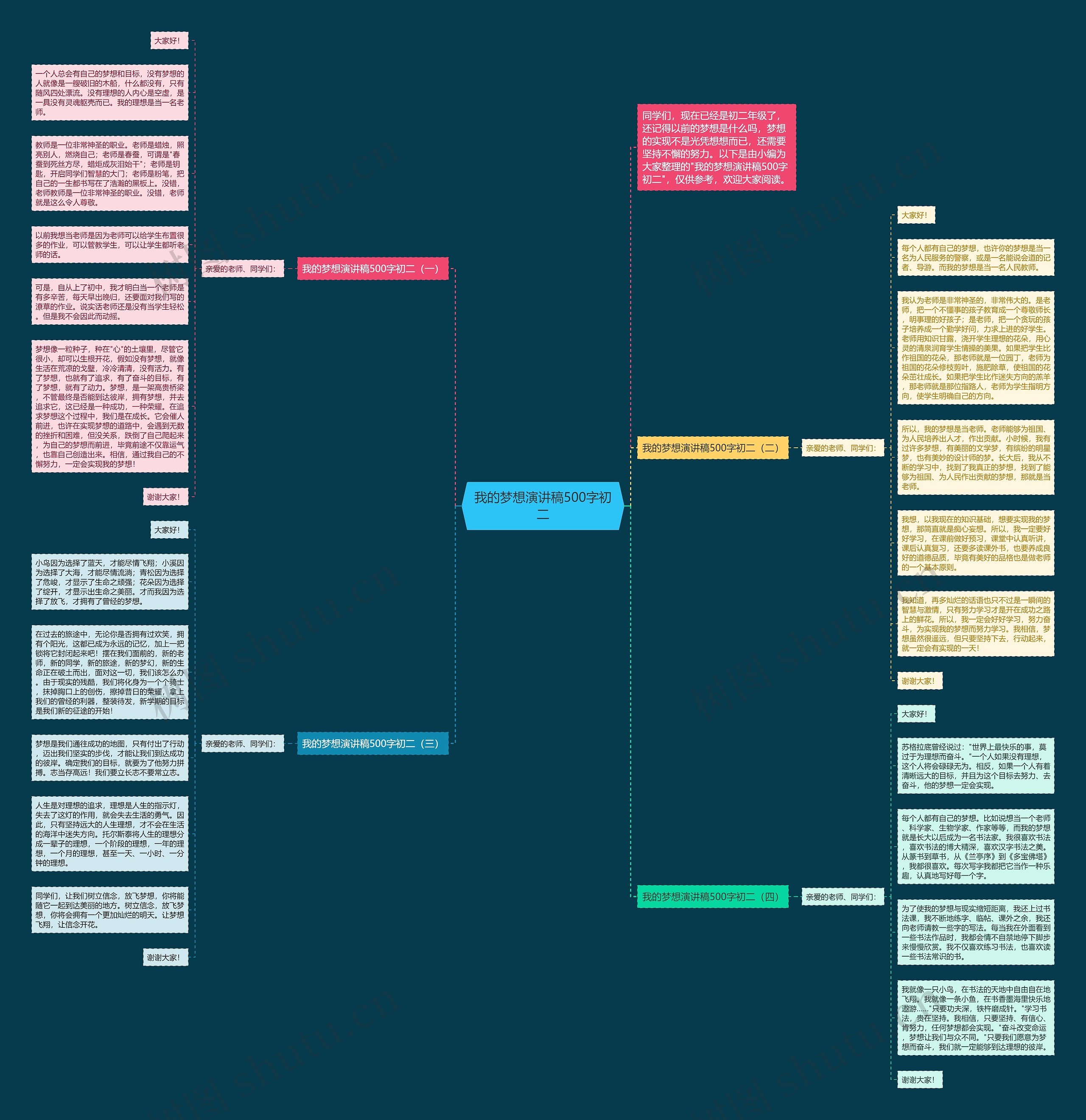 我的梦想演讲稿500字初二思维导图