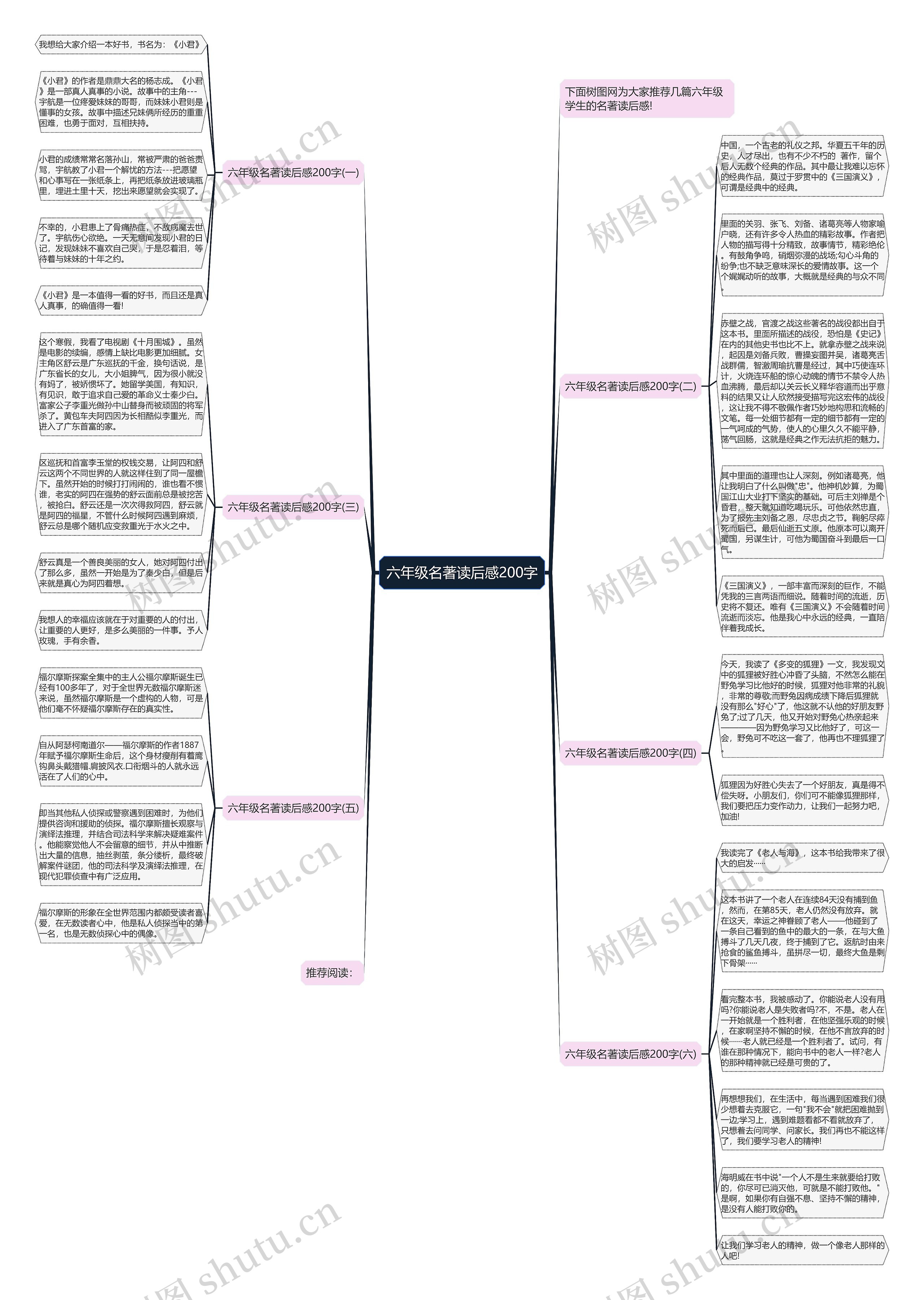 六年级名著读后感200字思维导图
