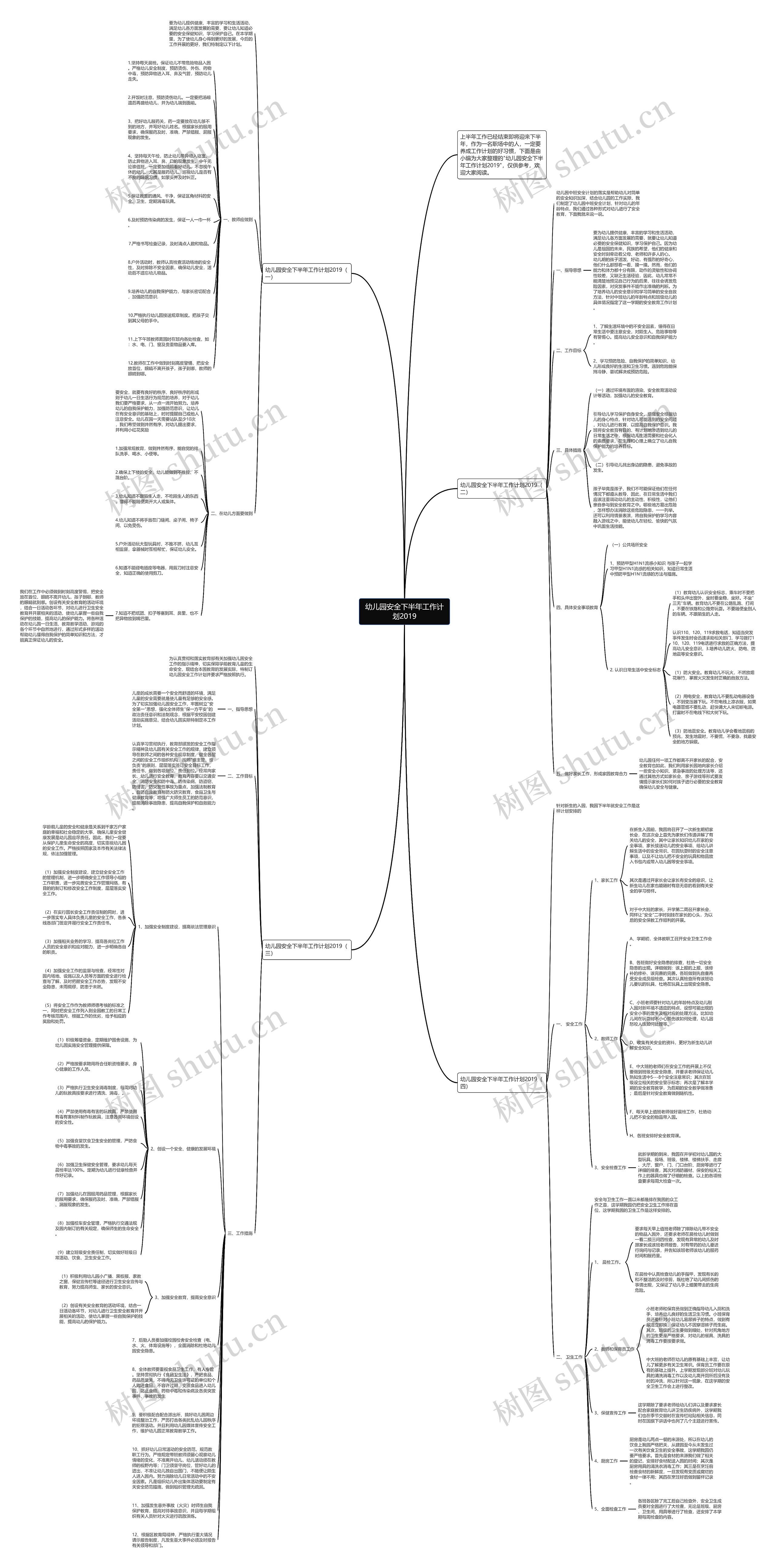 幼儿园安全下半年工作计划2019思维导图
