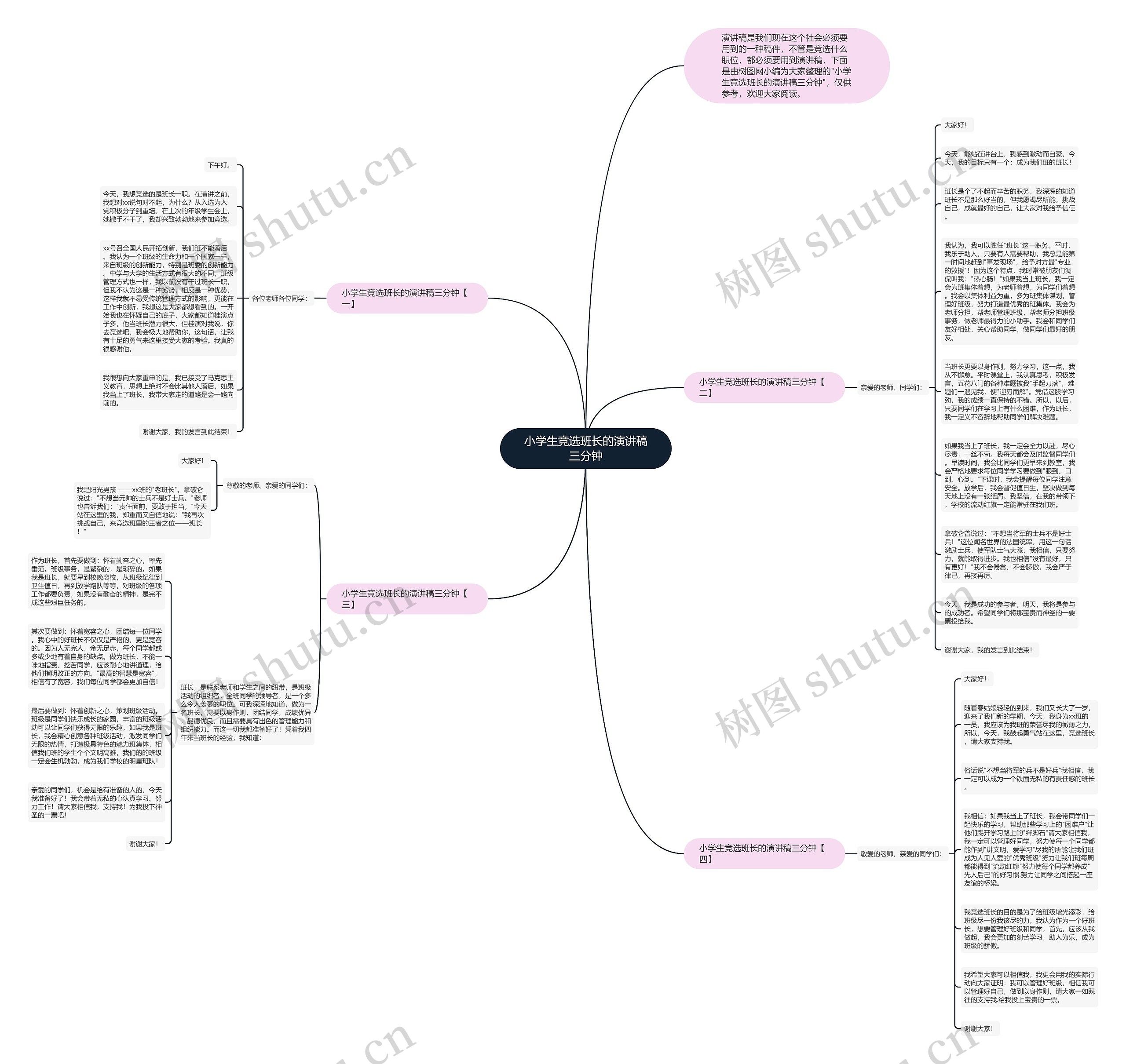 小学生竞选班长的演讲稿三分钟思维导图