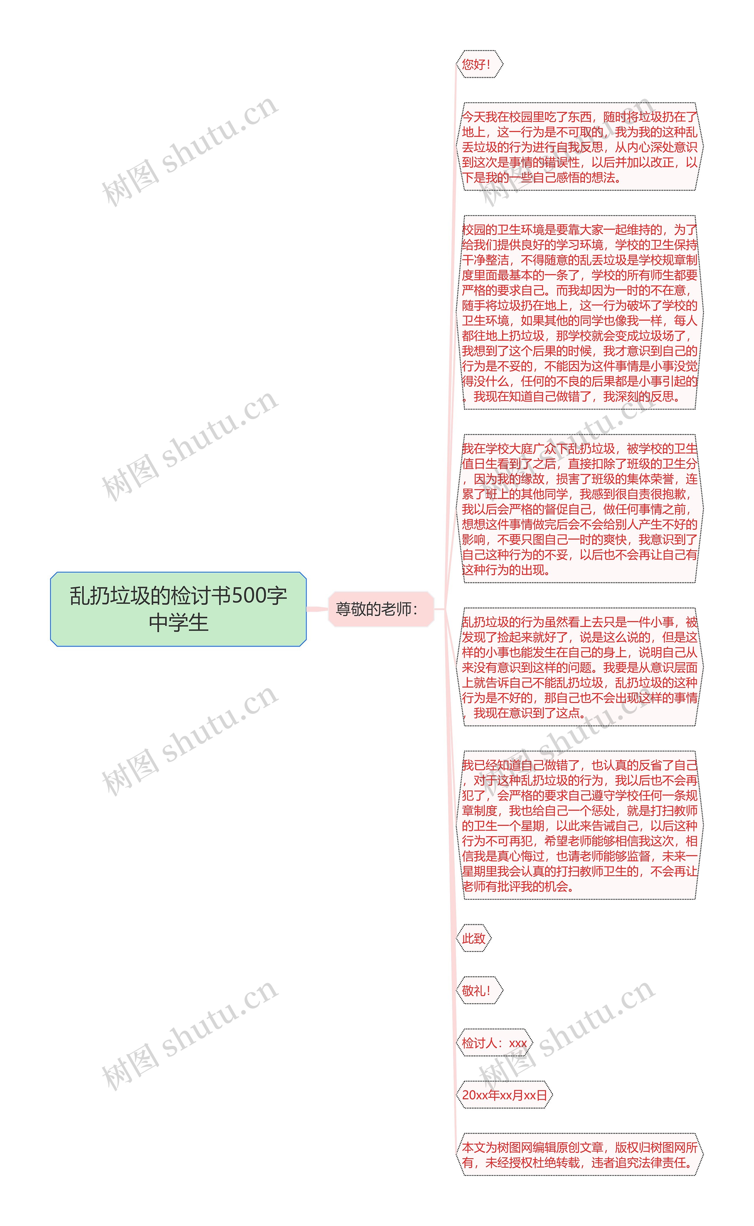 乱扔垃圾的检讨书500字中学生