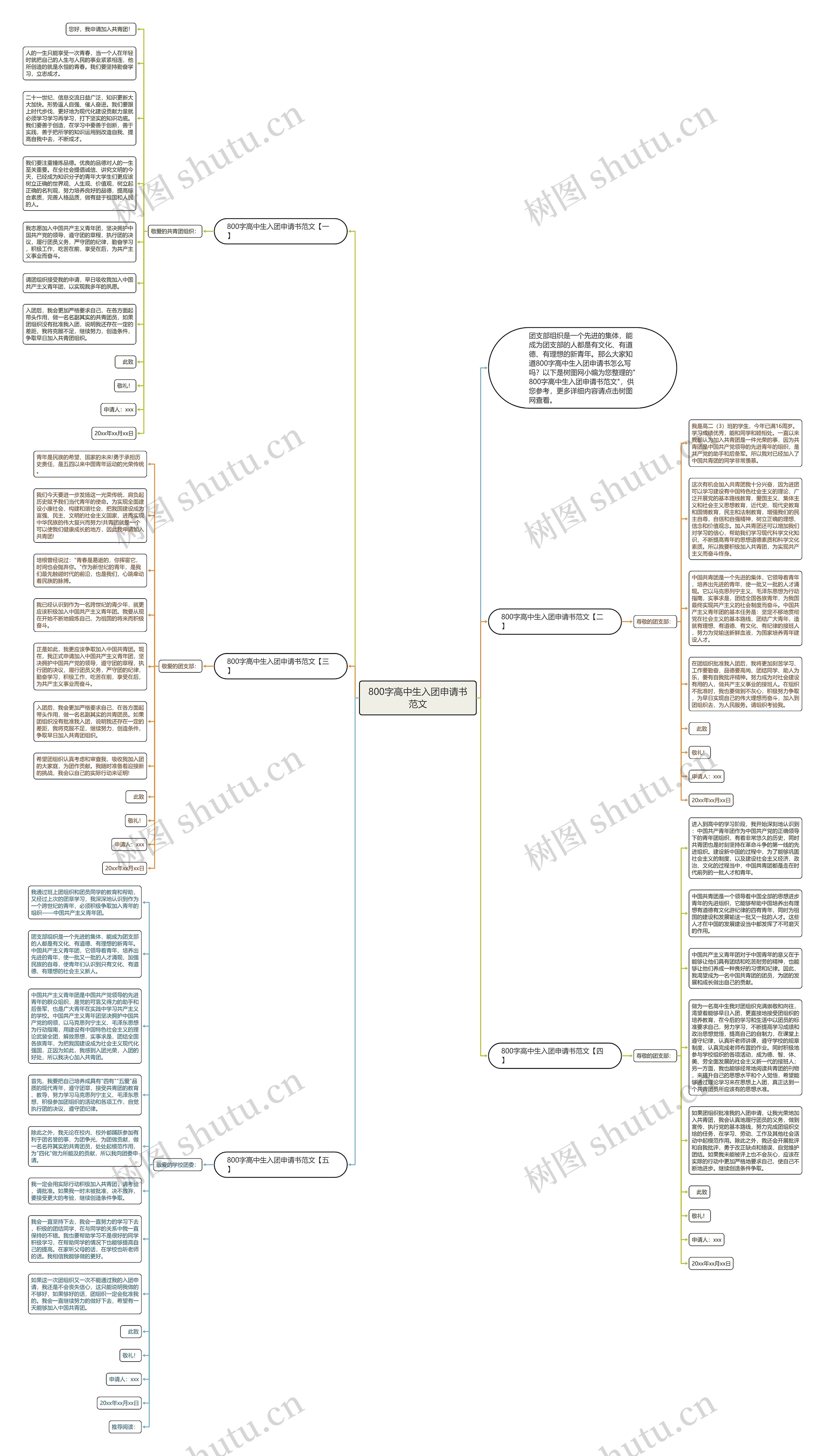 800字高中生入团申请书范文思维导图