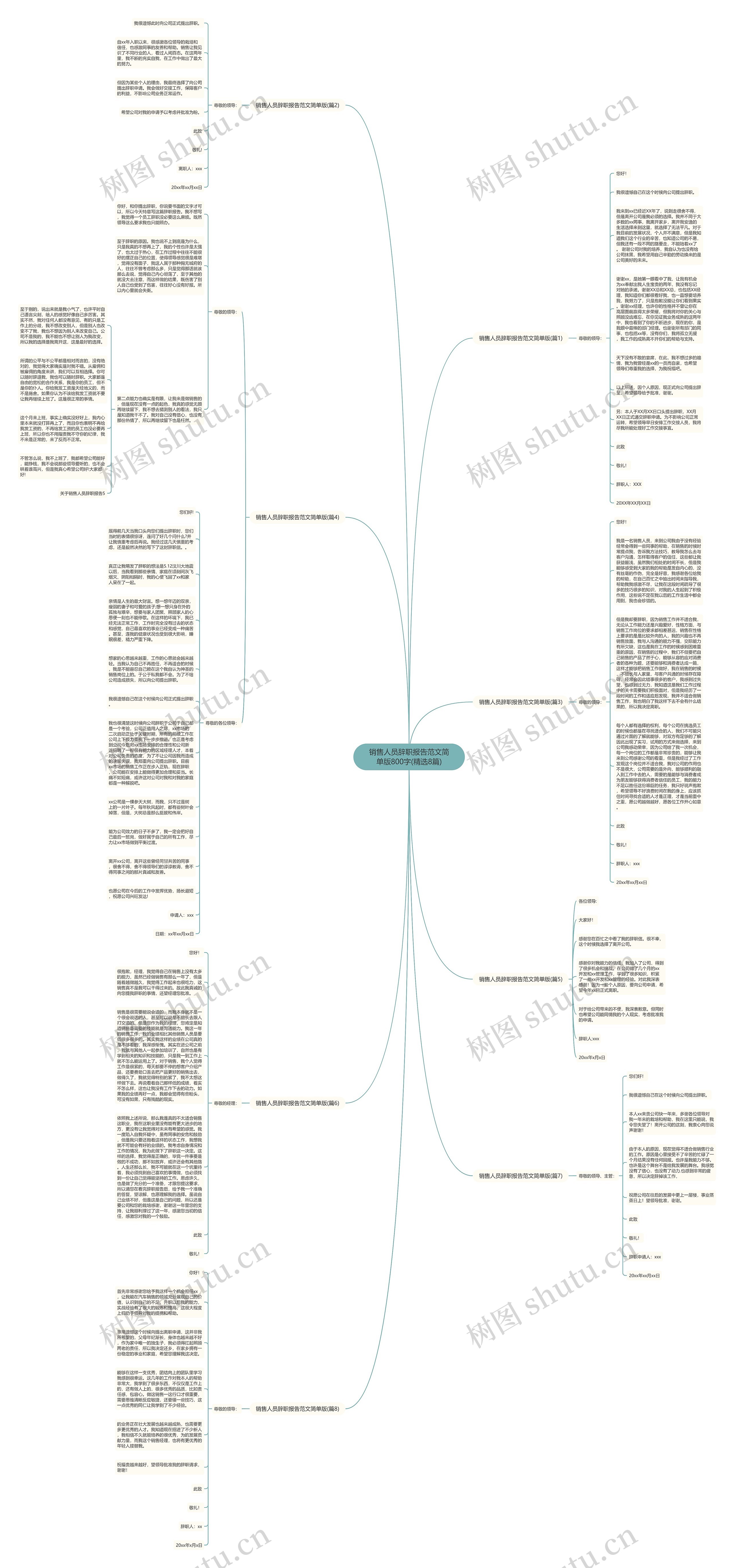 销售人员辞职报告范文简单版800字(精选8篇)思维导图