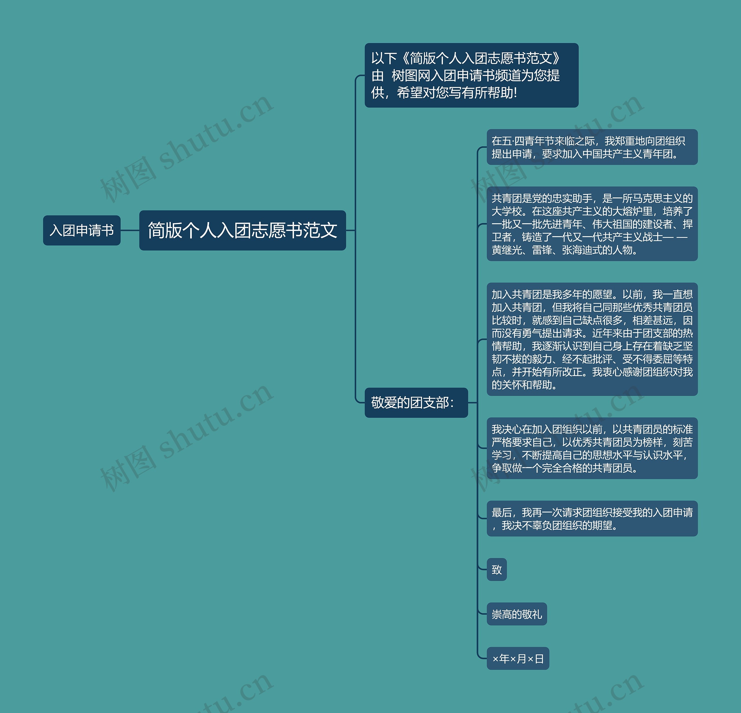 简版个人入团志愿书范文思维导图