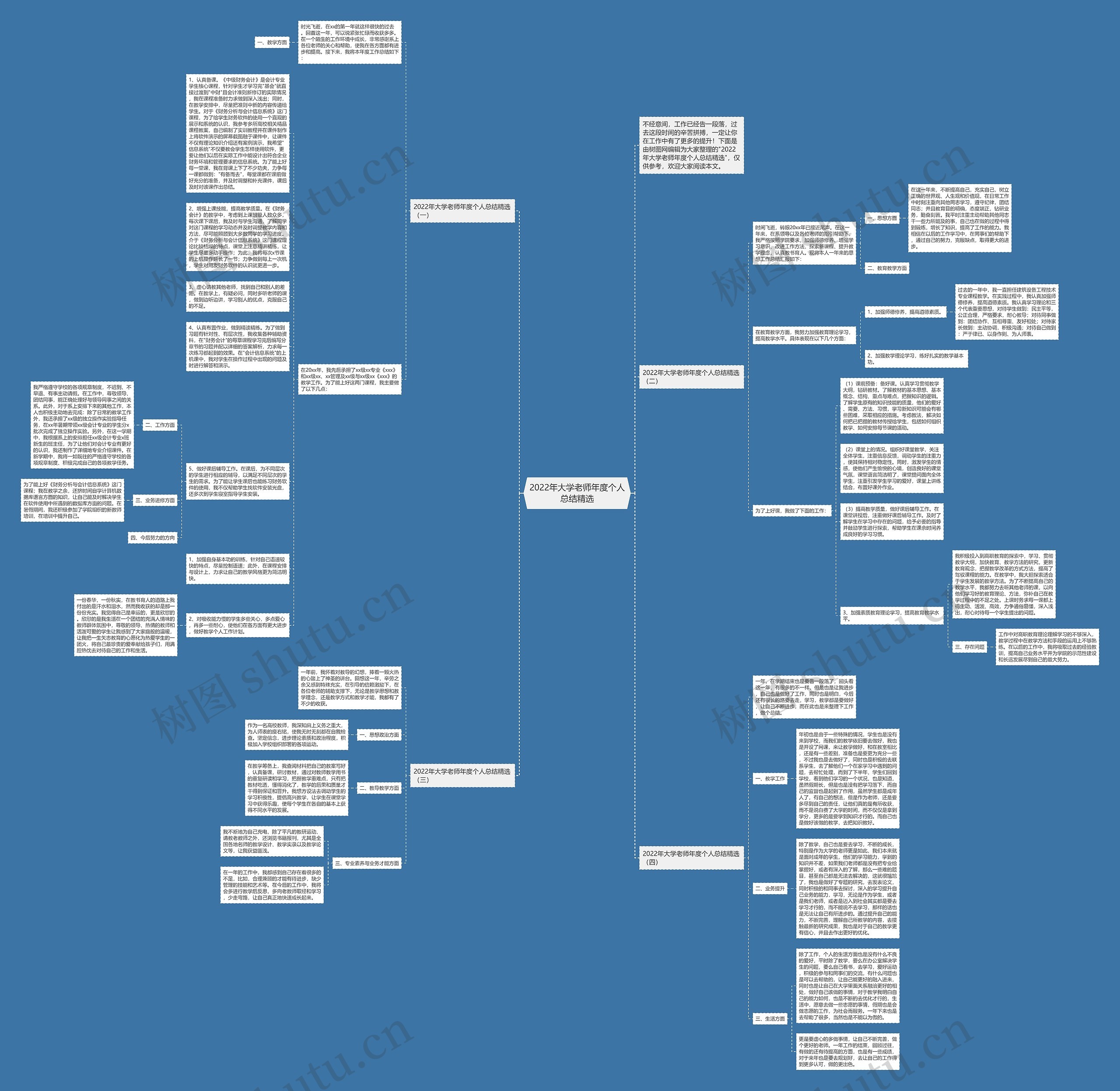 2022年大学老师年度个人总结精选思维导图