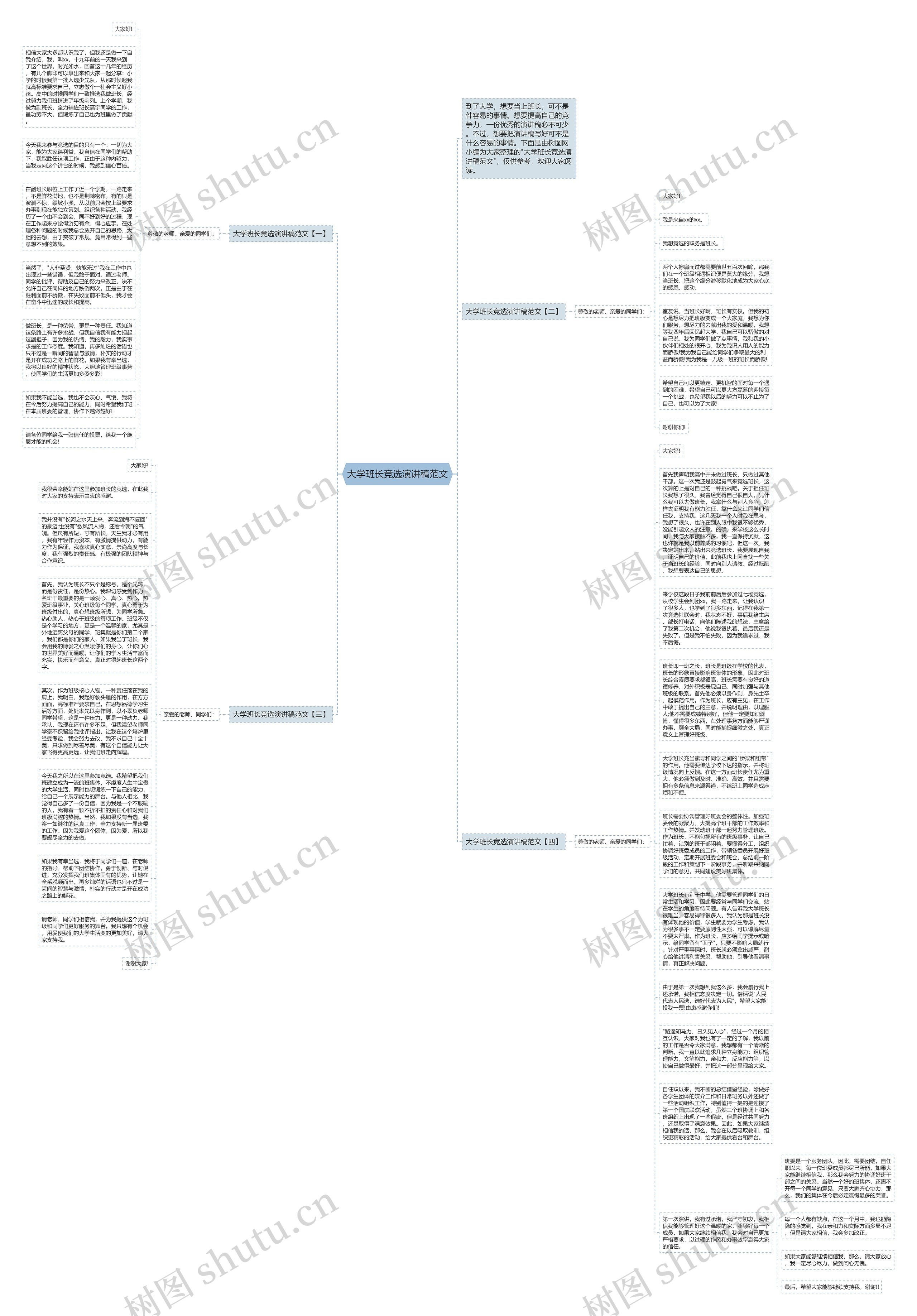 大学班长竞选演讲稿范文思维导图