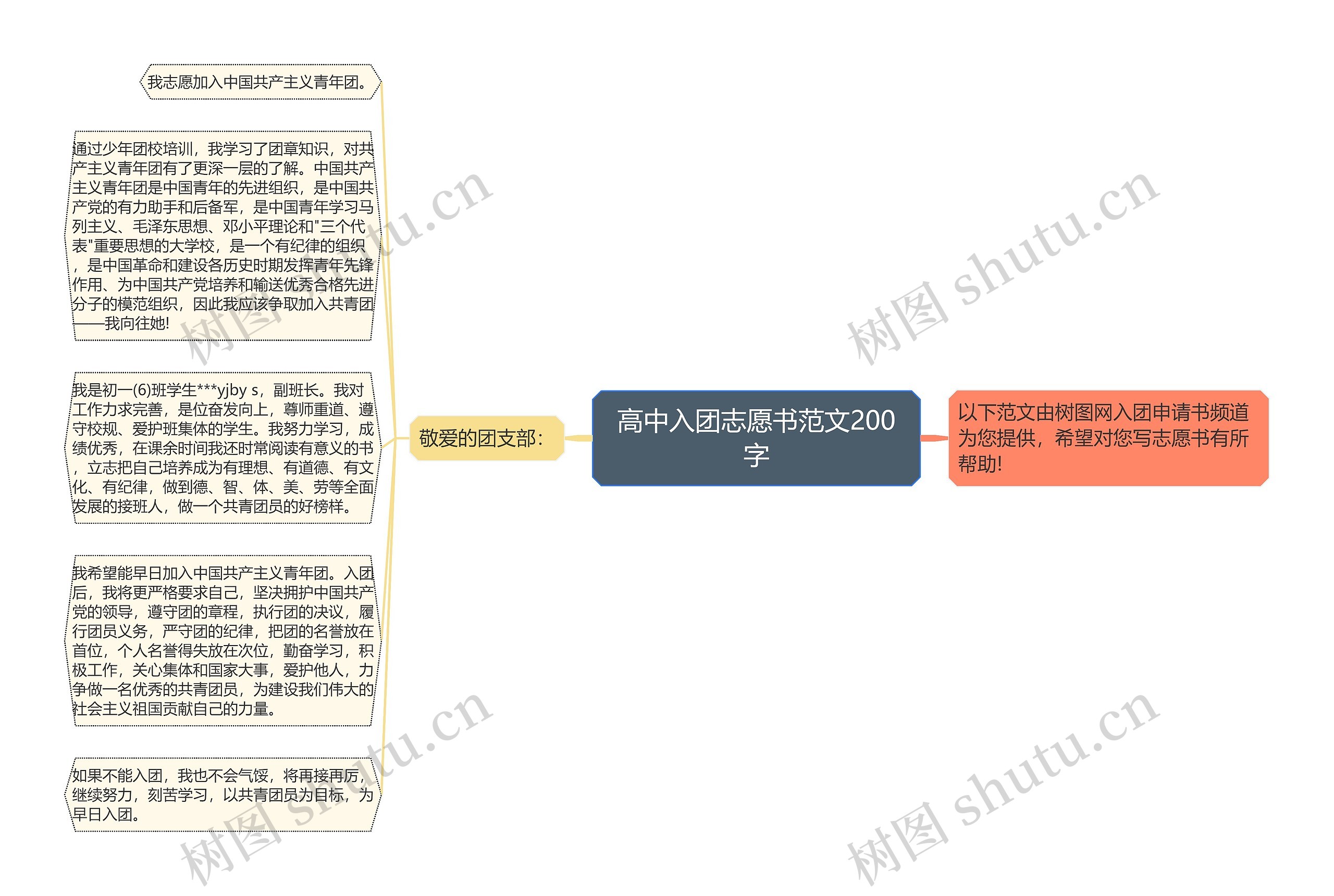 高中入团志愿书范文200字思维导图