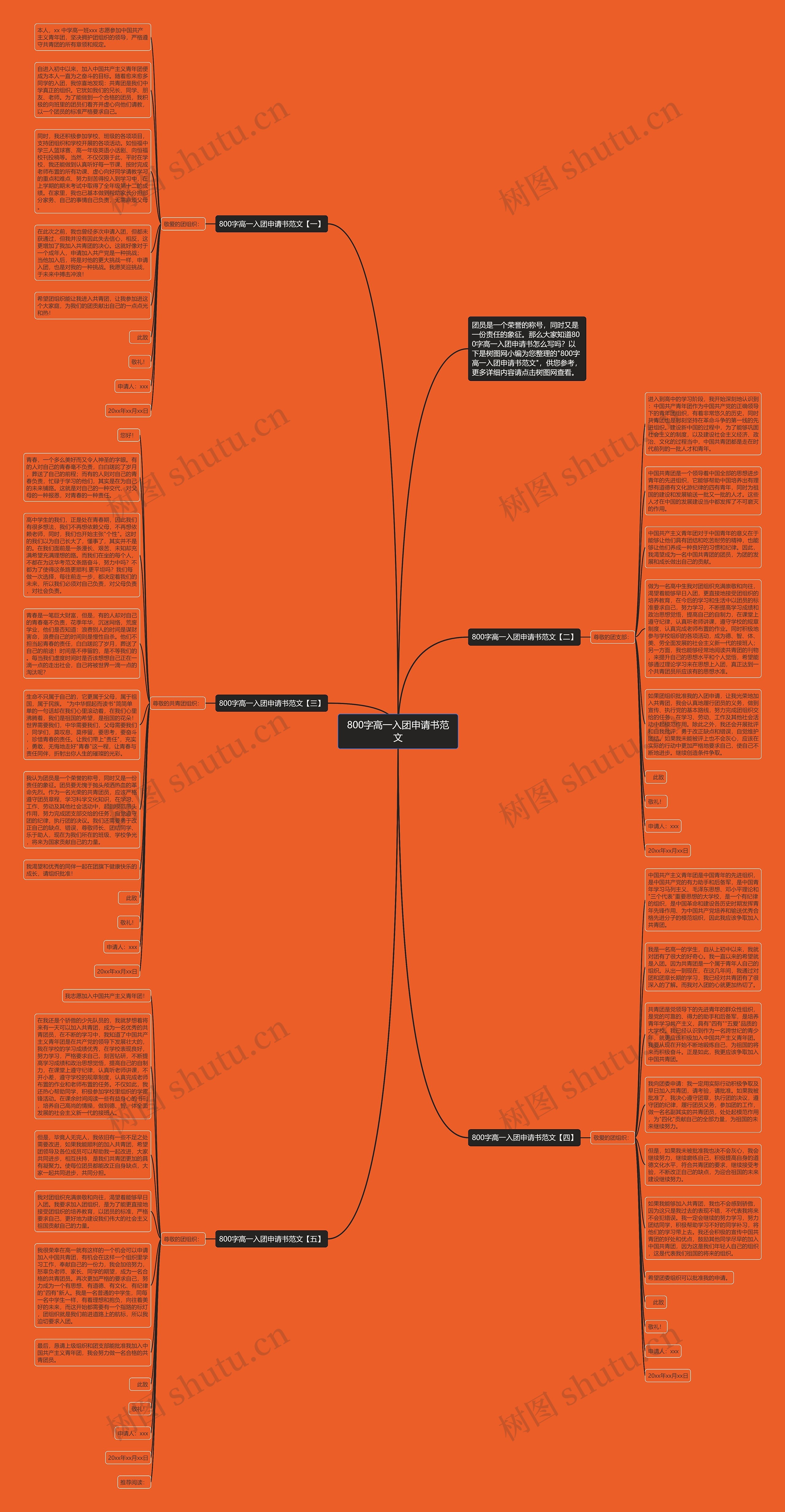 800字高一入团申请书范文思维导图