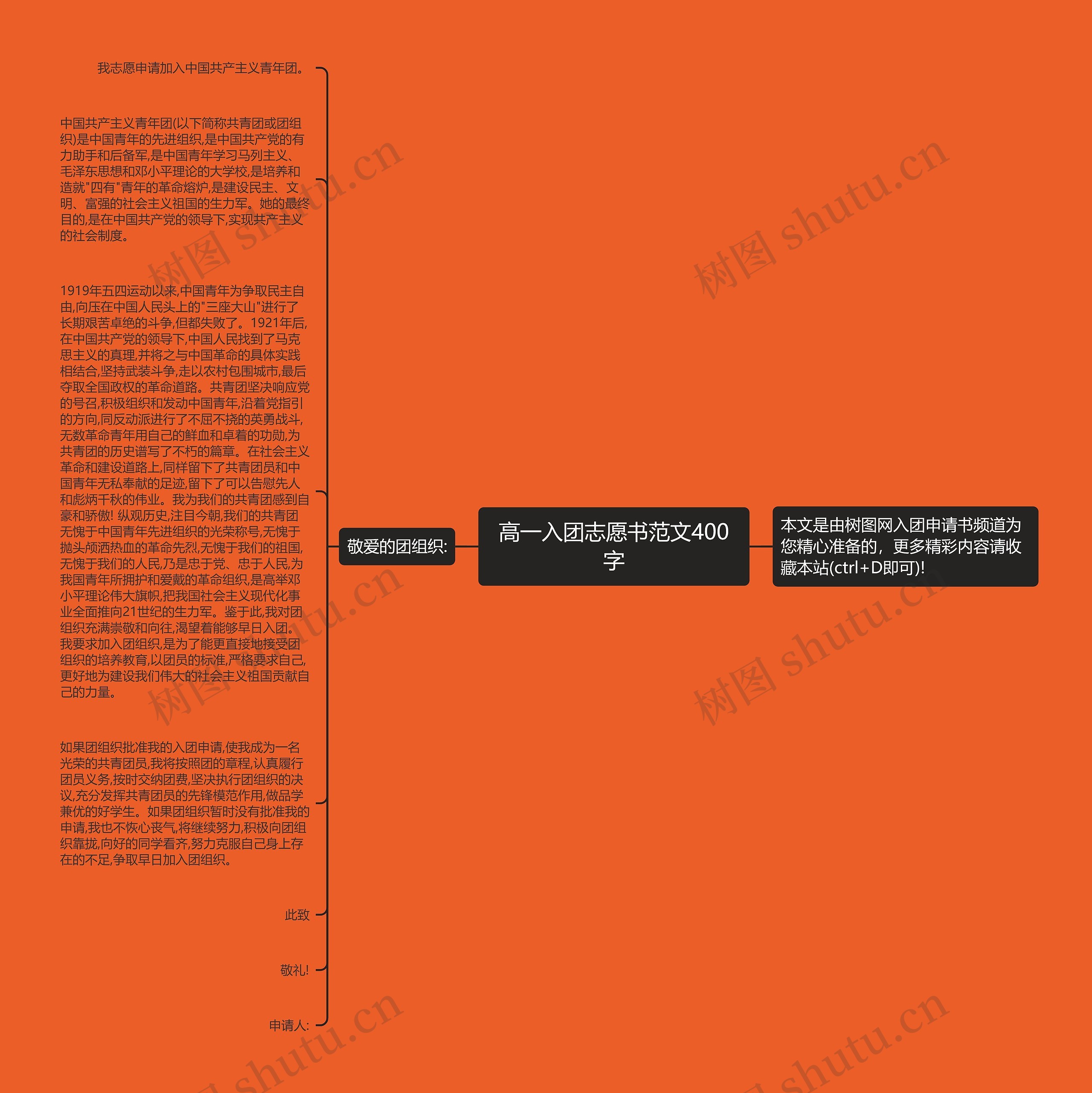 高一入团志愿书范文400字